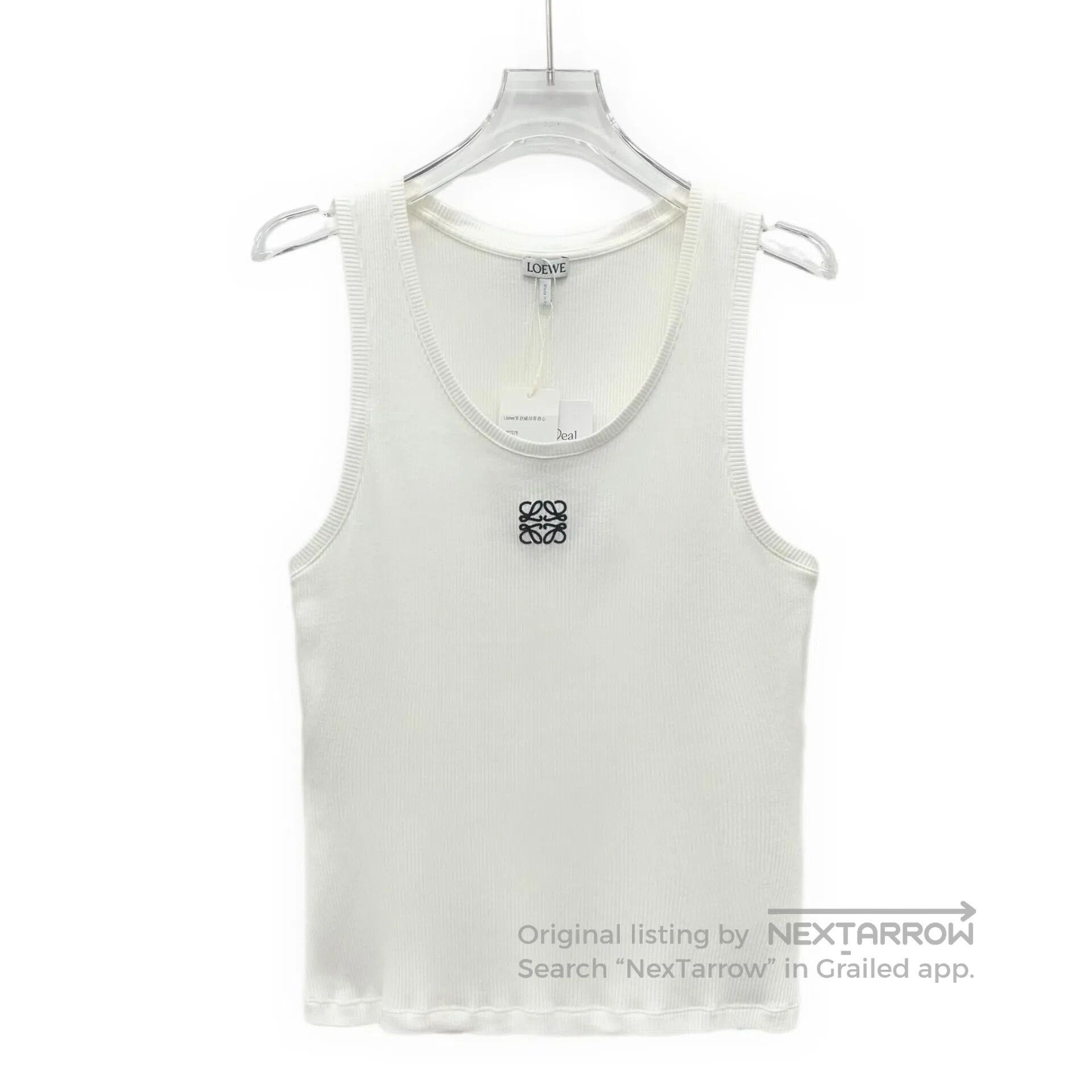 Loewe Loewe White cotton round neck sleeveless knitted vest with Size L / US 10 / IT 46 - 1 Thumbnail