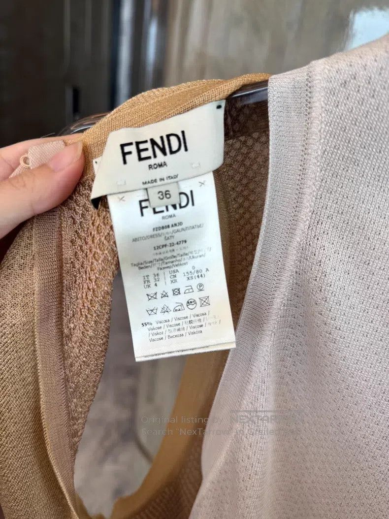 Fendi Fendi Beige Net Sleeveless Dress and Vest Set with Back Ti Size XXS / US 00 / IT 34 - 2 Thumbnail