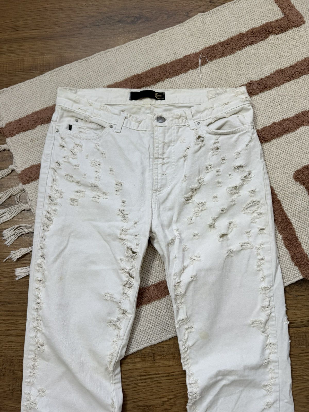 Just Cavalli ROBERTO CAVALLI FLARE DISTRESSED OPIUM STYLE PANTS Size 30" / US 8 / IT 44 - 4 Thumbnail