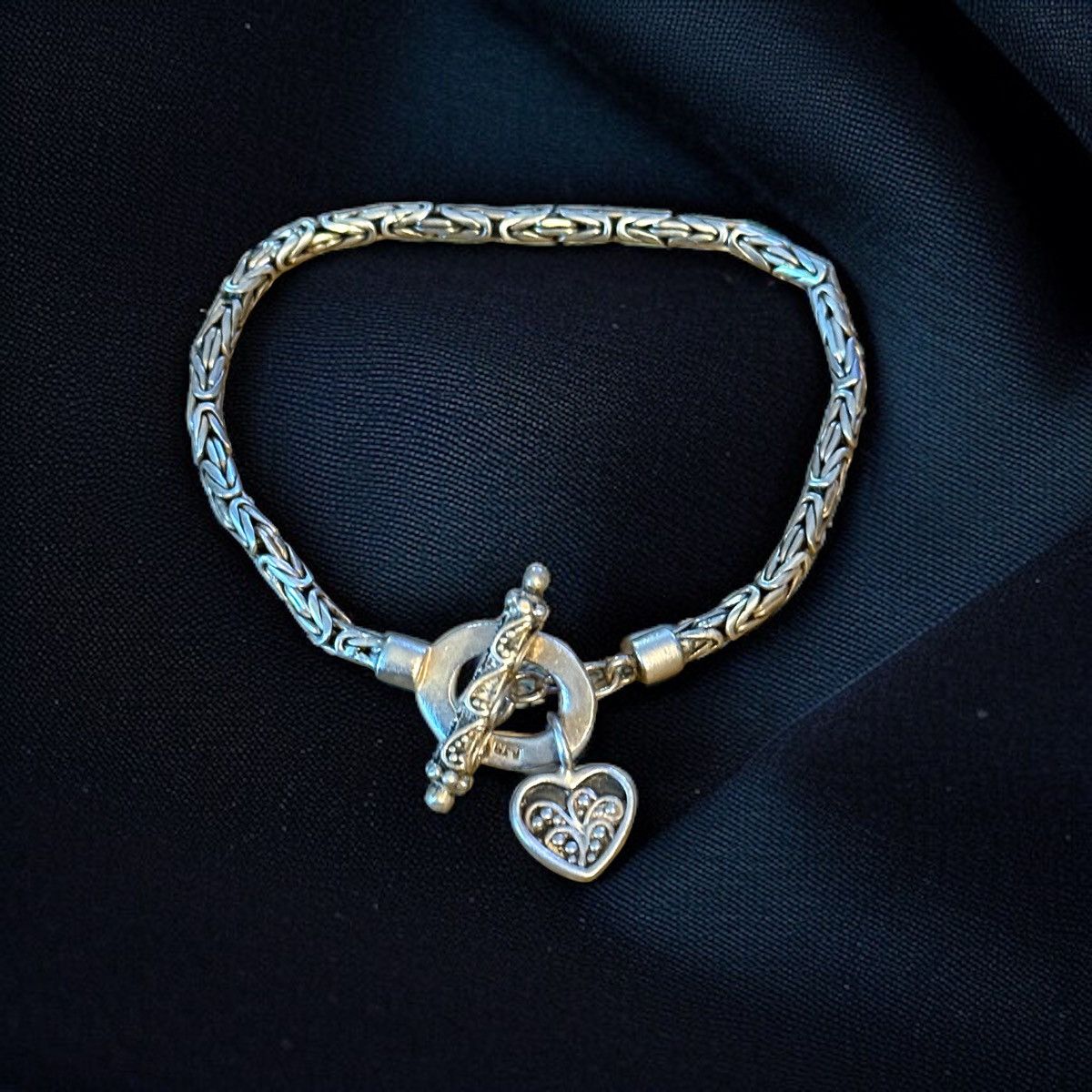 Other 925 Silver CFJ Byzantine toggle heart charm bracelet Size ONE SIZE - 1 Thumbnail