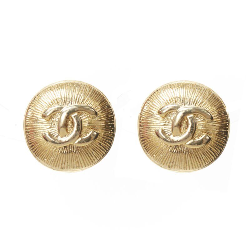 Chanel CHANEL Vintage CC logo gold starburst textured clip on earrings Size ONE SIZE - 1 Thumbnail