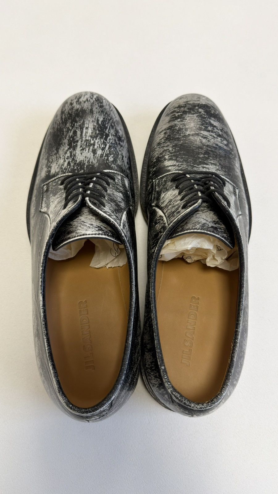 Jil Sander Black/White ‘Distressed Leather’ Derby Shoes Size US 9 / EU 42 - 16 Thumbnail