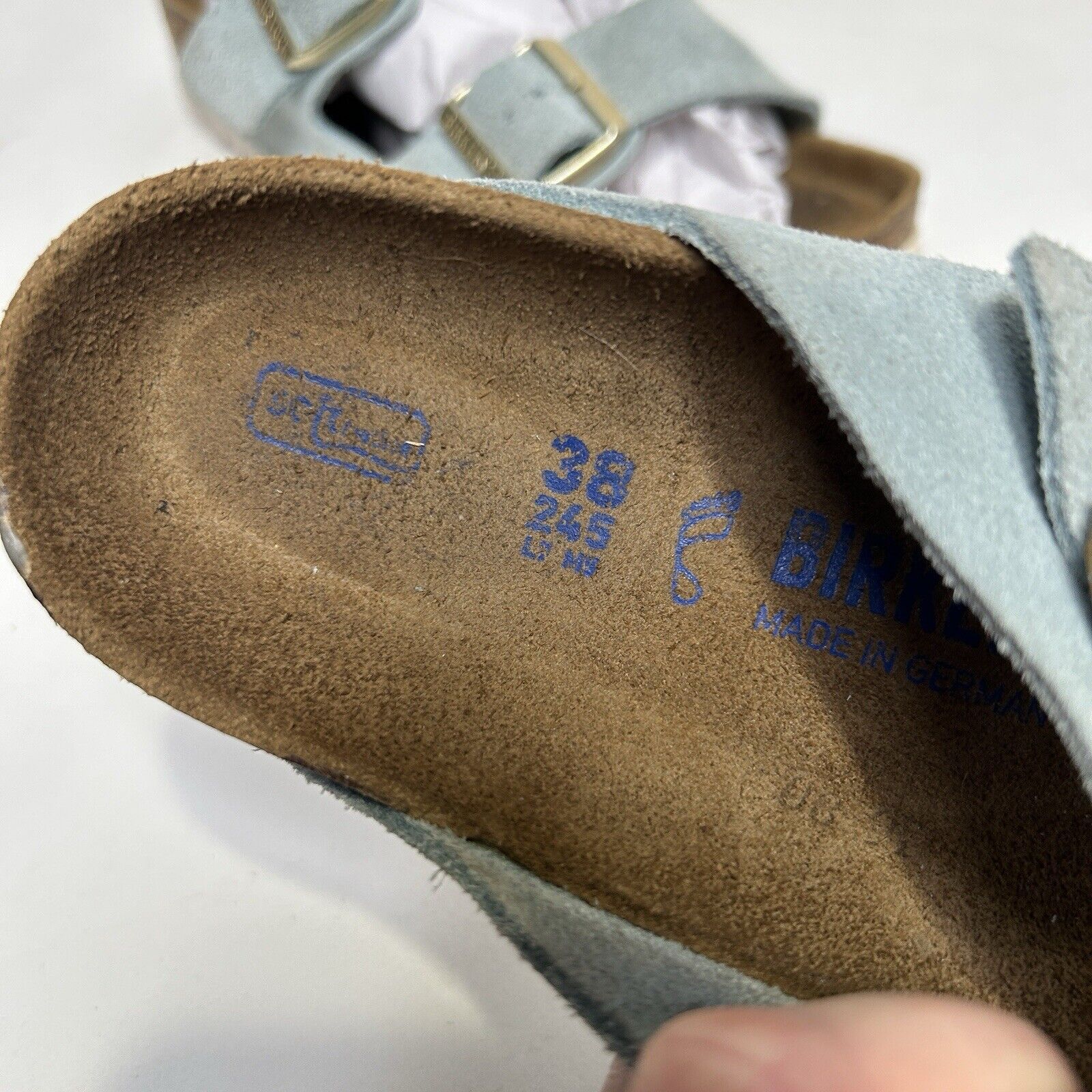 Birkenstock Birkenstock Arizona Soft Footbed Suede Sandals “Light Blue” Size US 7 / IT 37 - 8 Thumbnail