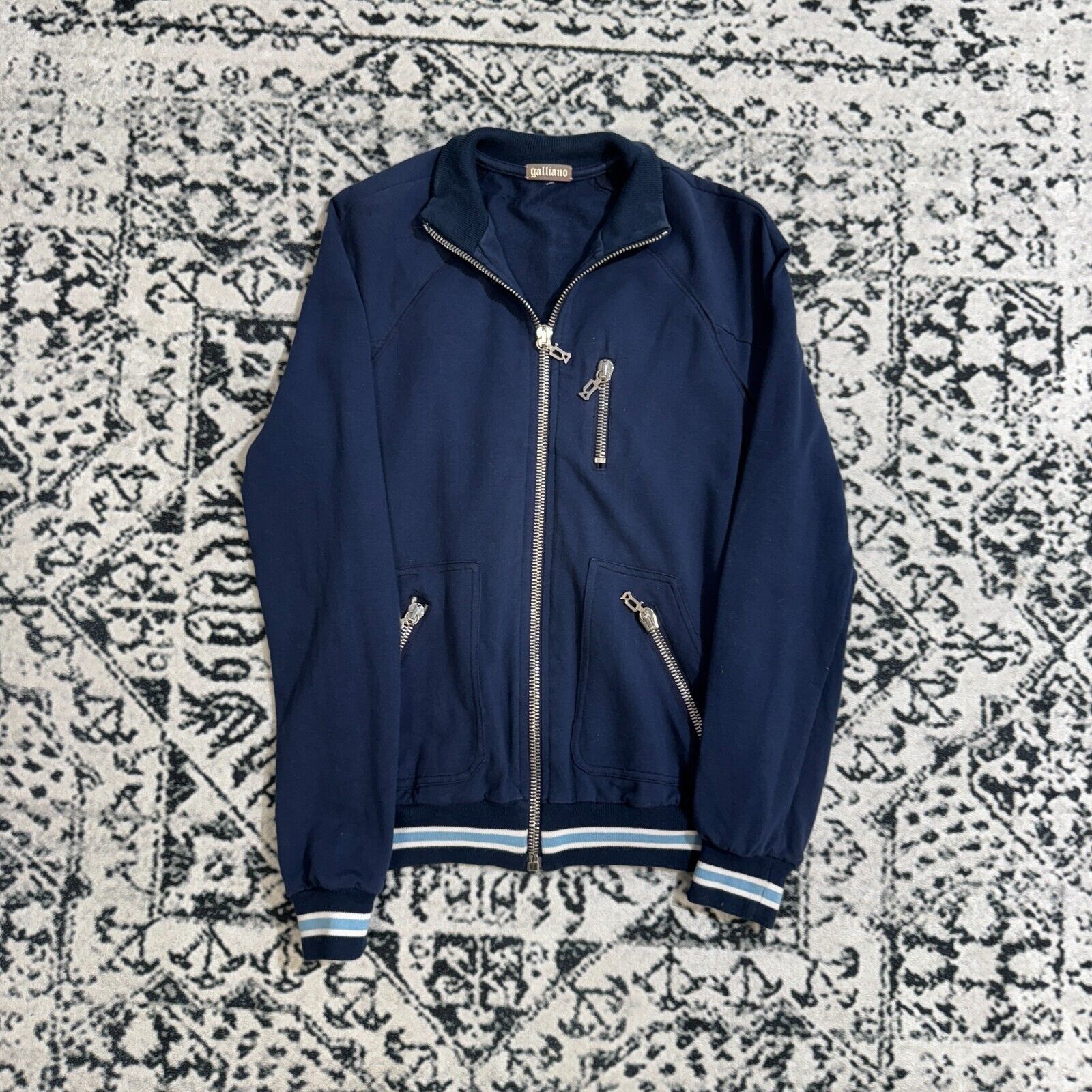 John Galliano × Vintage Vintage Galliano Navy Cotton Bomber Jacket Size XXS Y2K 90s Size US XXS / EU 40 - 8 Thumbnail