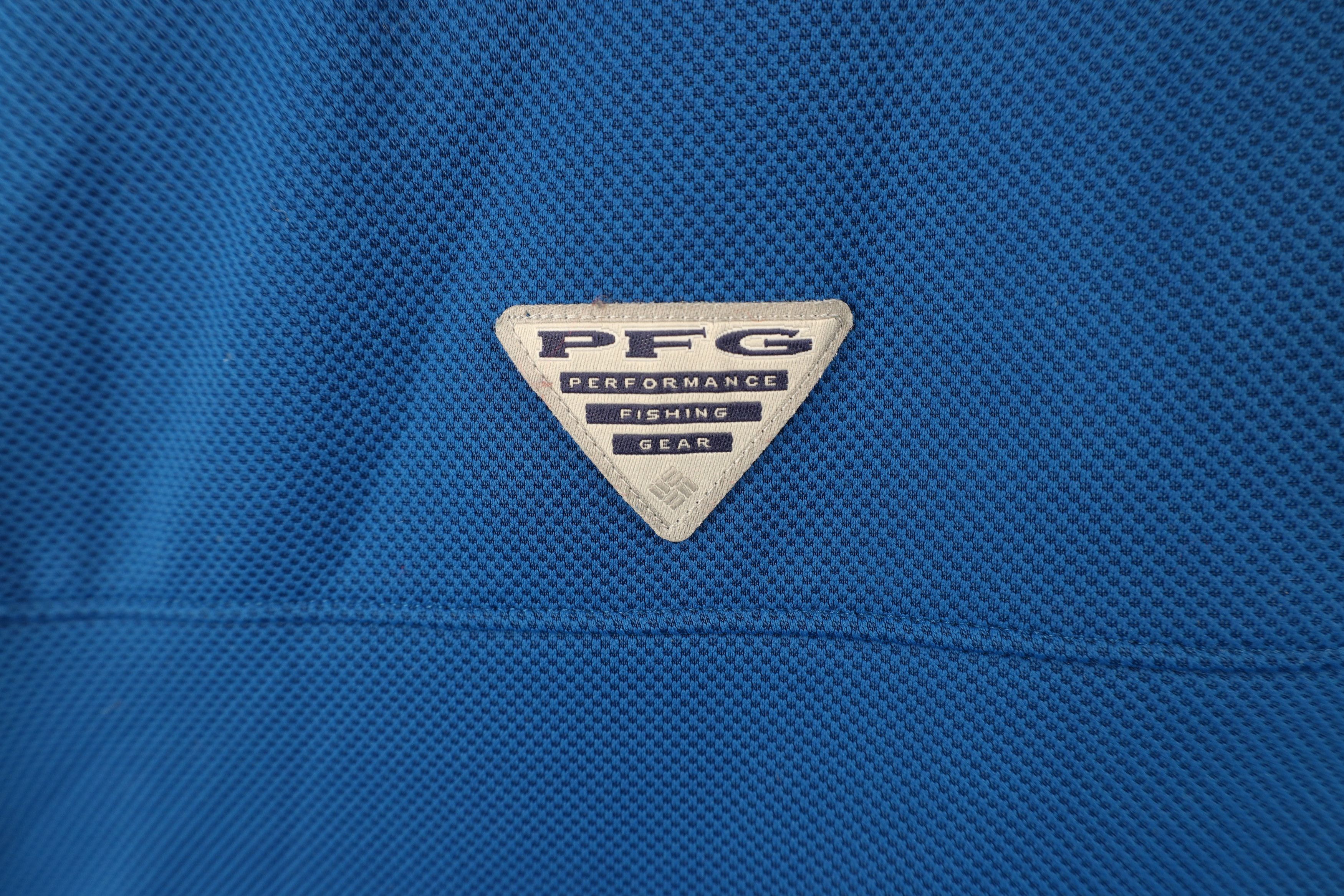 Columbia × Vintage Columbia PFG Performance Fishing Gear Knit Polo Shirt Blue Size US L / EU 52-54 / 3 - 11 Thumbnail