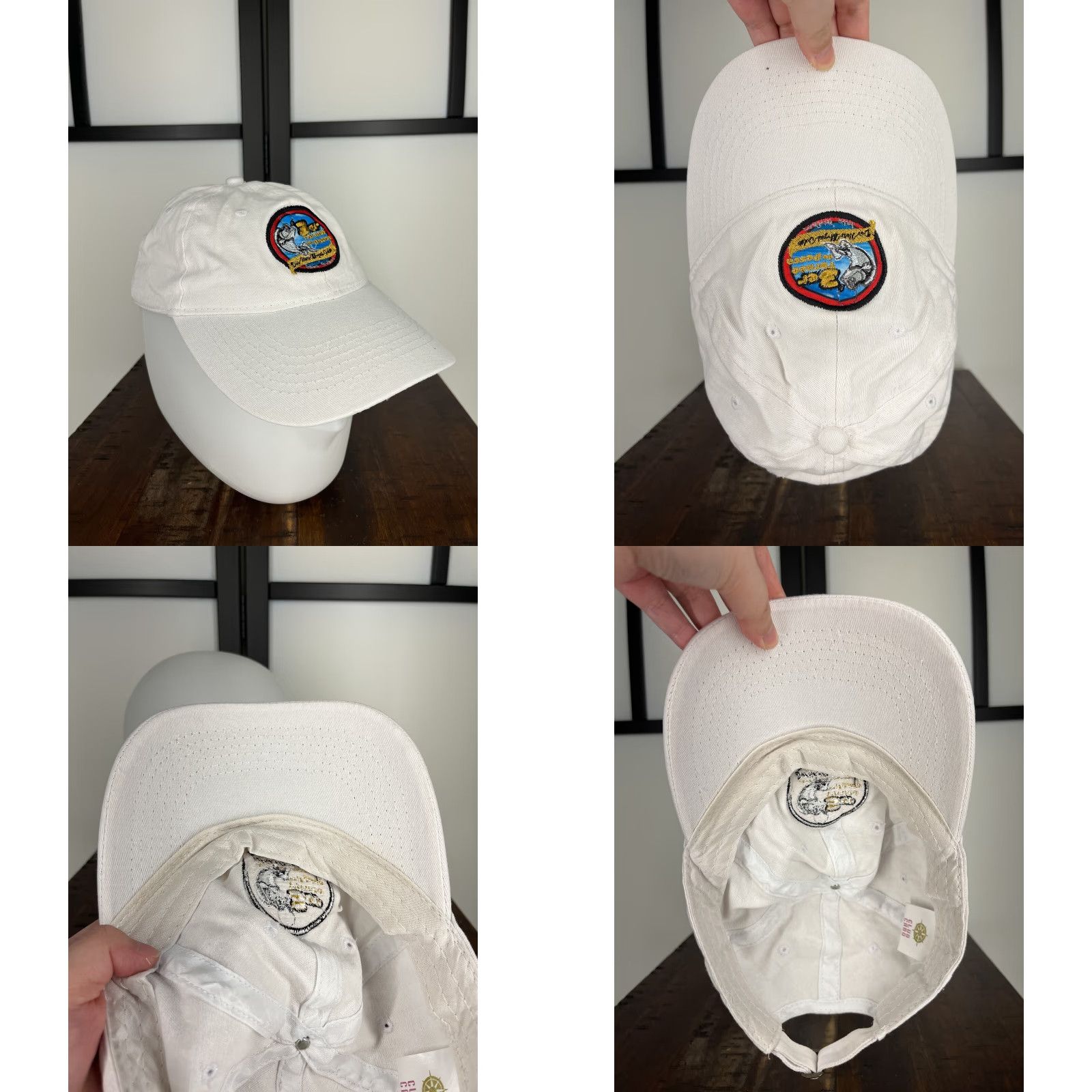 Vintage Club Cabo Hat Cap One Size White Cotton 90s Patch Fish Mexico Unisex Adults Baseball Cap Adjustable Size ONE SIZE - 8 Thumbnail