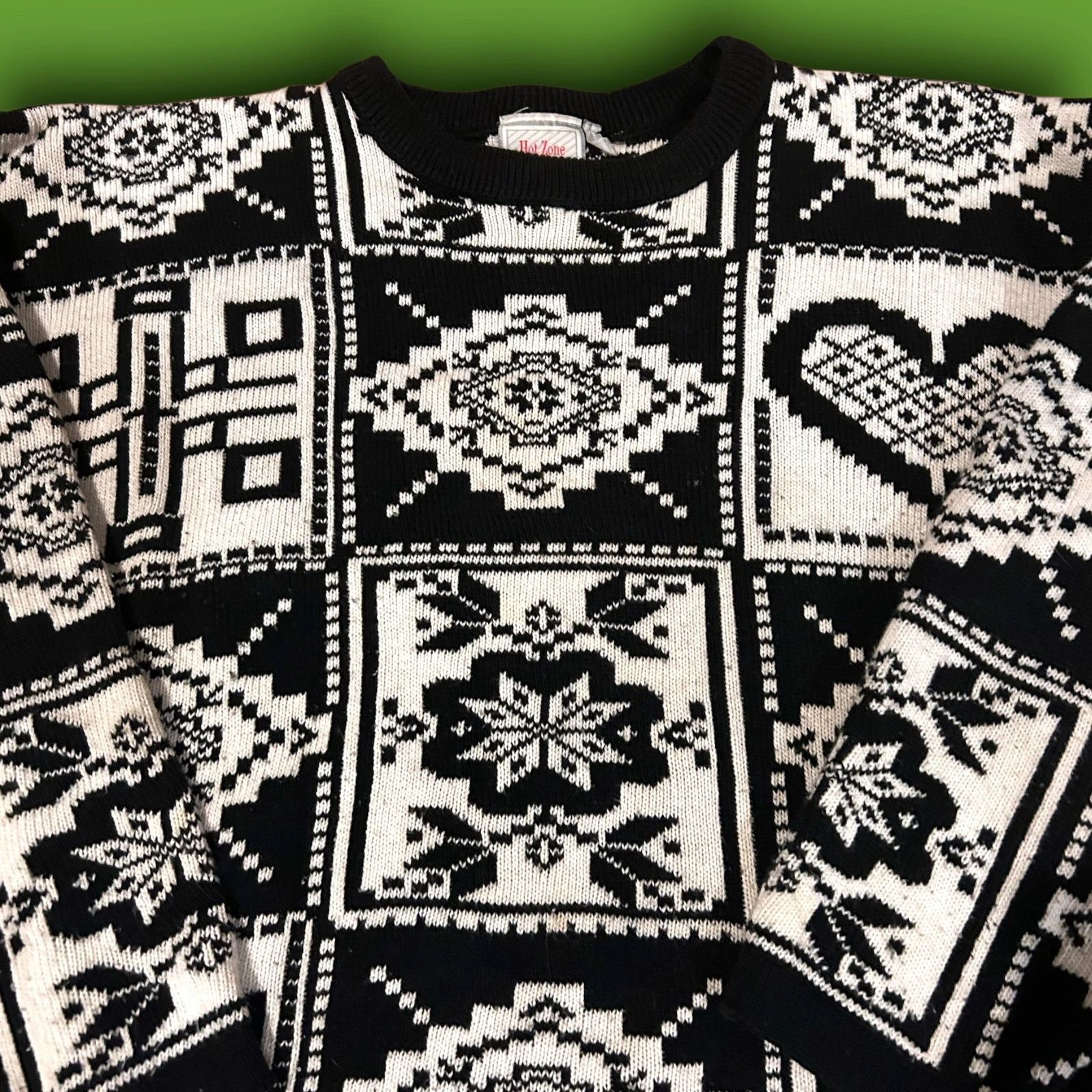 Vintage Vintage 80s Cottagecore Black and White Jumper Size US M / EU 48-50 / 2 - 2 Thumbnail