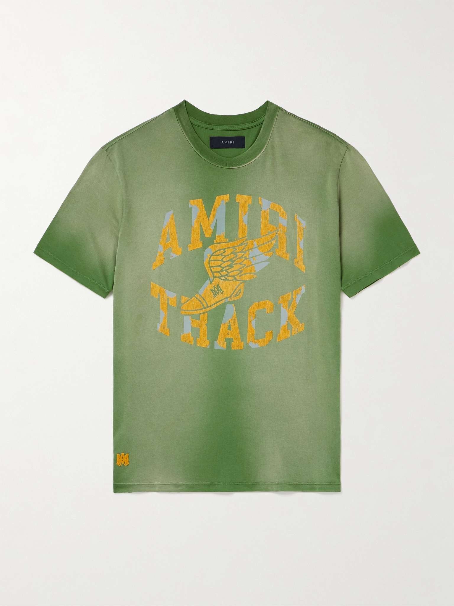Amiri oc11z0225 Track Logo-Flocked T-Shirt in Green Size US M / EU 48-50 / 2 - 1 Thumbnail