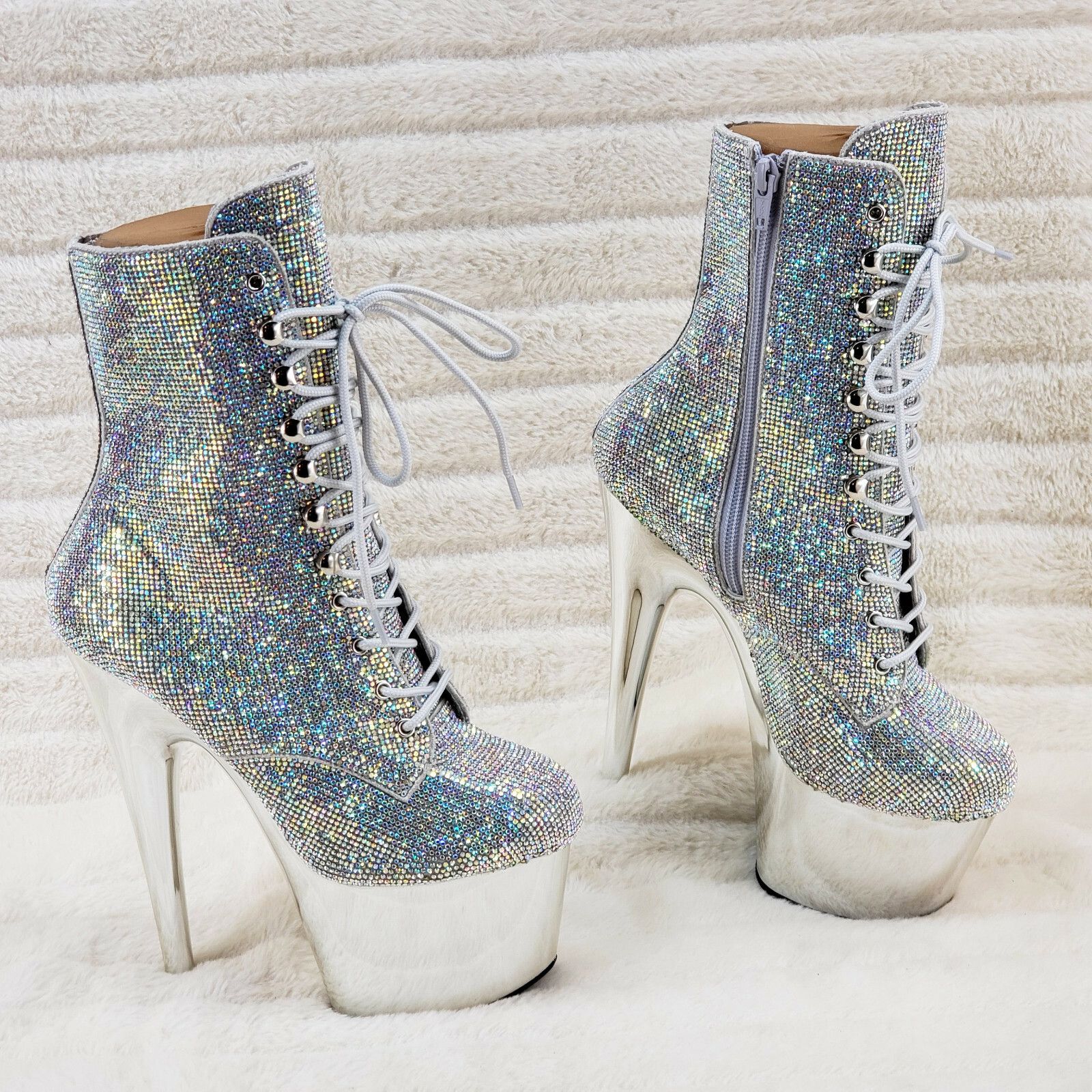 Other Adore 1020CHRS Silver Bejeweled Rhinestone 7" High Heel Plat Size US 12 / IT 42 - 5 Thumbnail