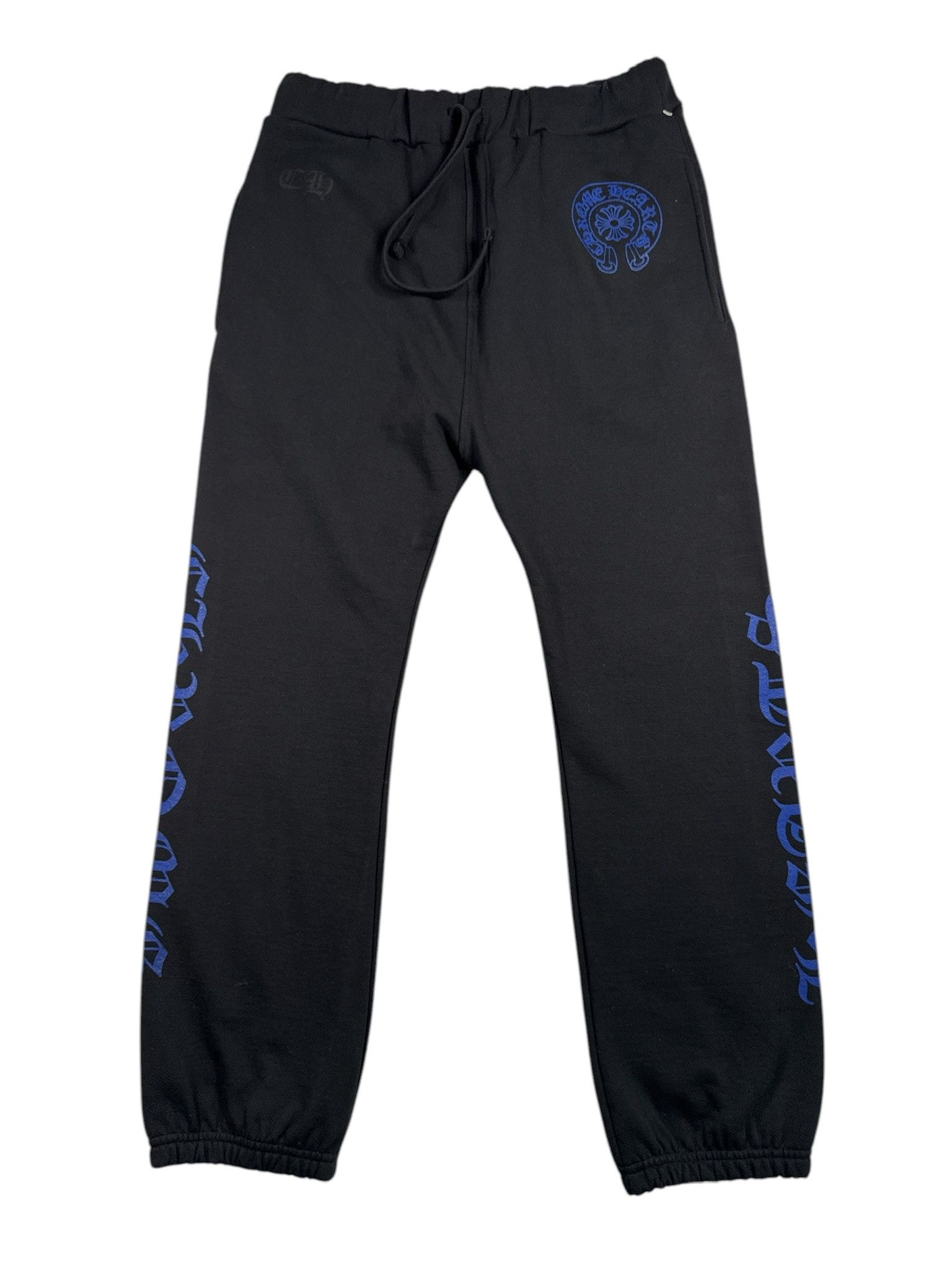 Chrome Hearts CHROME HEARTS BLACK SWEATPANTS WITH BLUE LOGO PRINT Size US 34 / EU 50 - 1 Thumbnail