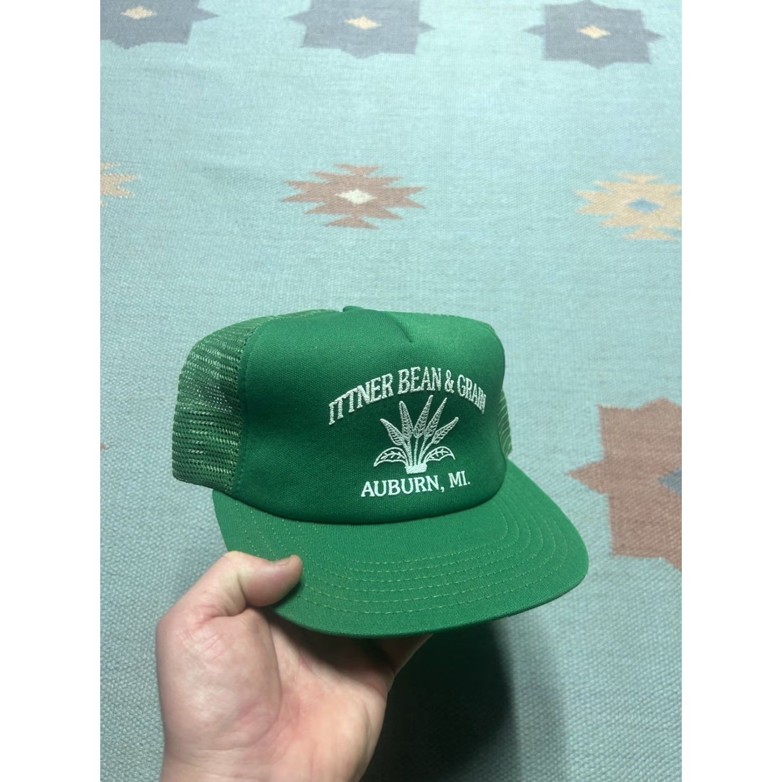 Vintage VINTAGE Auburn Snapback Hat Cap Green USA Michigan Farm Bean Grain Ittner Adjustable Men Size ONE SIZE - 2 Thumbnail