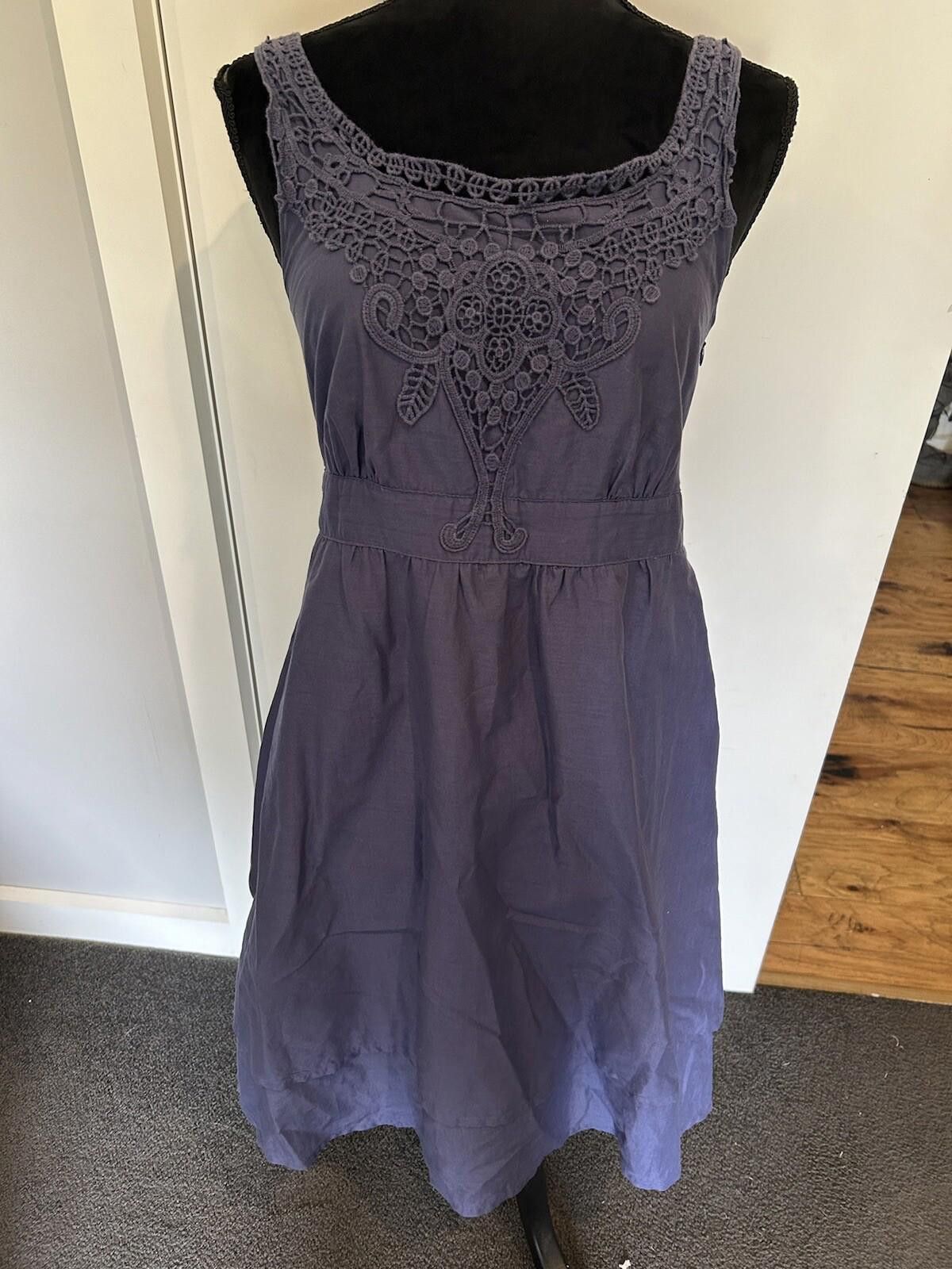 Esprit Esprit Linen Dress Blue Lined Crocheted Detail-Size 10 (003) Size M / US 6-8 / IT 42-44 - 7 Thumbnail