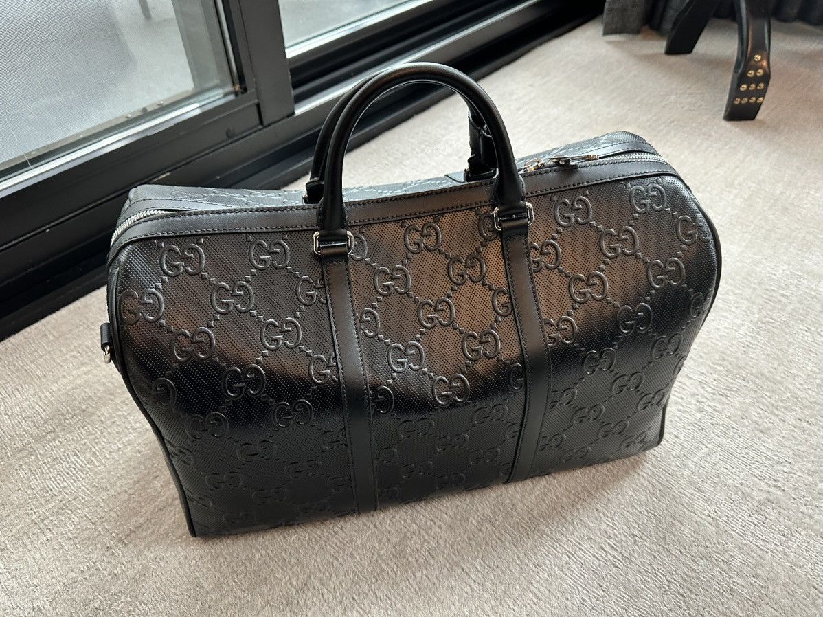 Gucci Black Leather GG Embossed Duffle Size ONE SIZE - 2 Thumbnail
