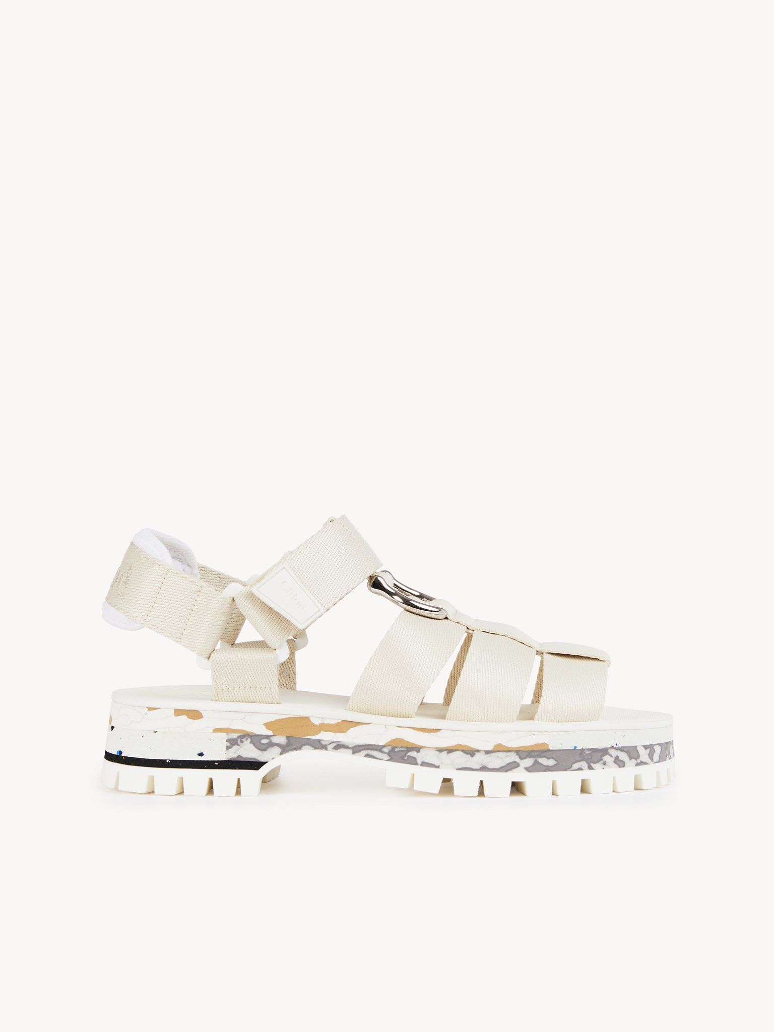 image of Chloe O1Loc1C0424 Nikie Flat Sandals In Pearly Grey, Women's (Size 8)