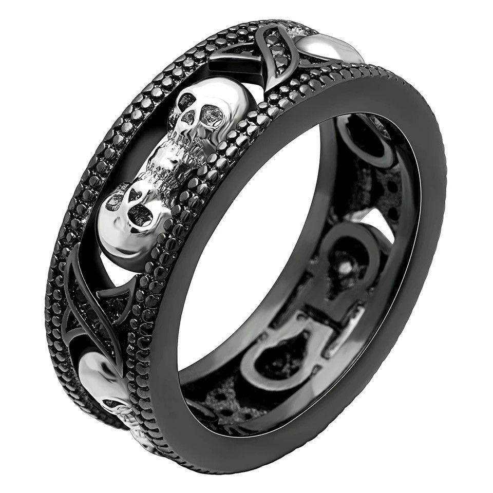Jewelry × Vintage Classic Black Goth Skull Ring Size ONE SIZE - 1 Thumbnail