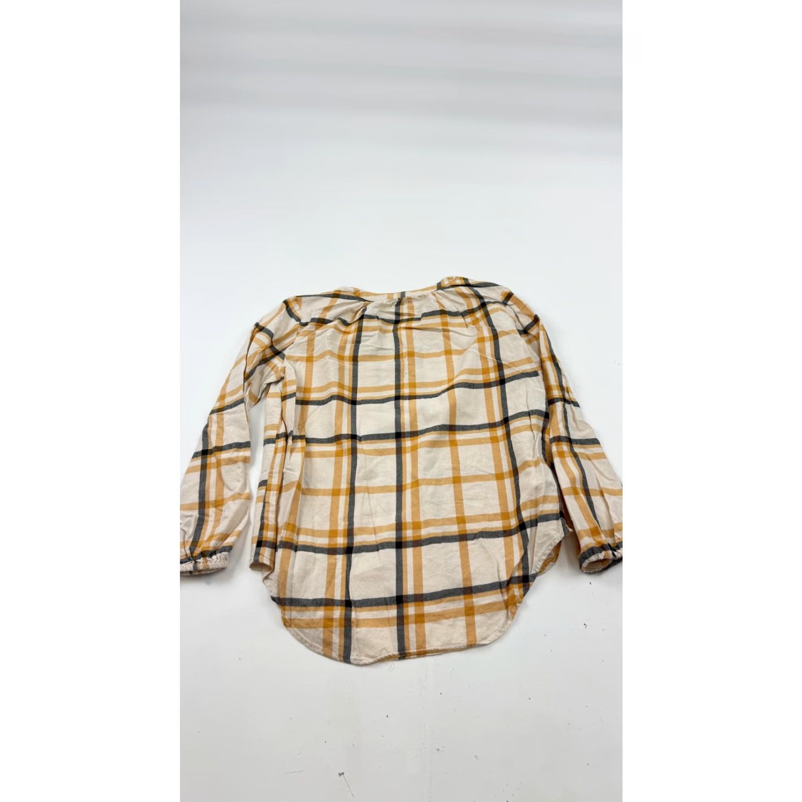 Loft Loft Shirt Womens Small Yellow Plaid Long Sleeve Peasant Blouse Top Size S / US 4 / IT 40 - 5 Thumbnail