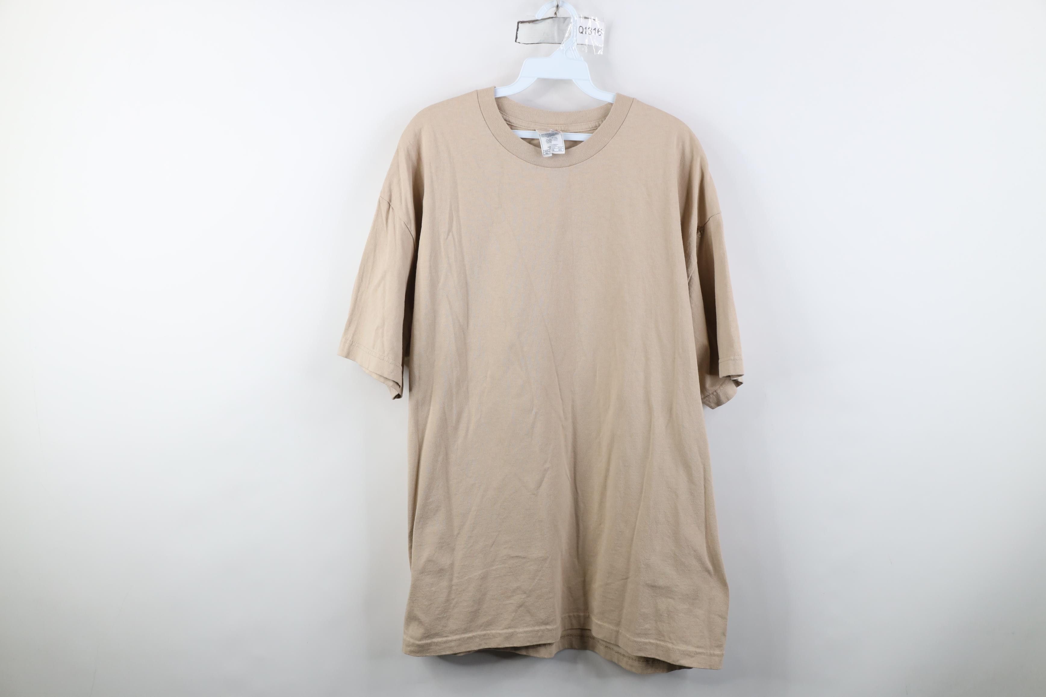 Vintage Vintage 90s Y2K Streetwear Blank Cotton T-Shirt Khaki Beige Size US XL / EU 56 / 4 - 1 Thumbnail