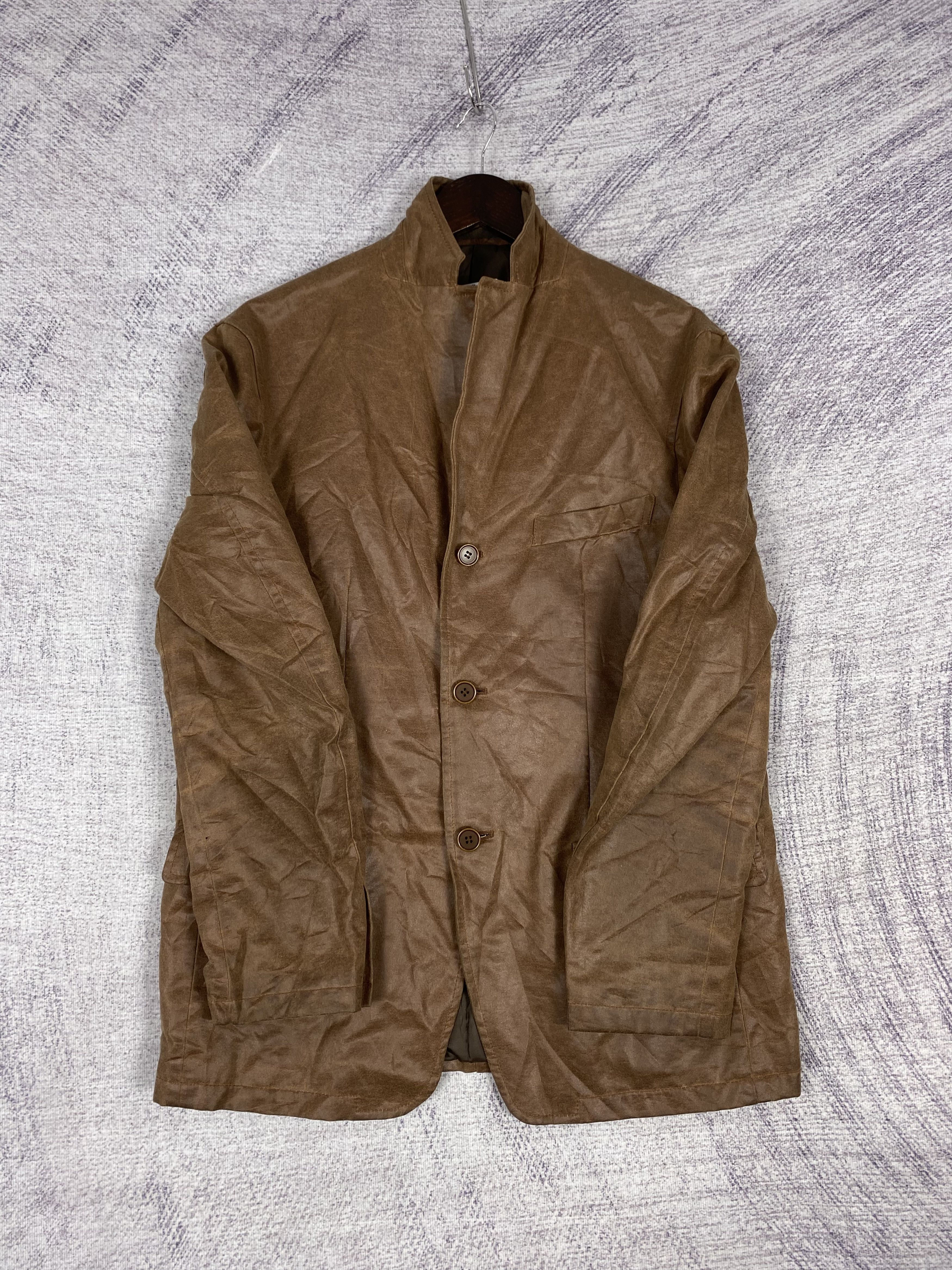 Vintage Brown Waxed Cotton Workwear Blazer Jacket
