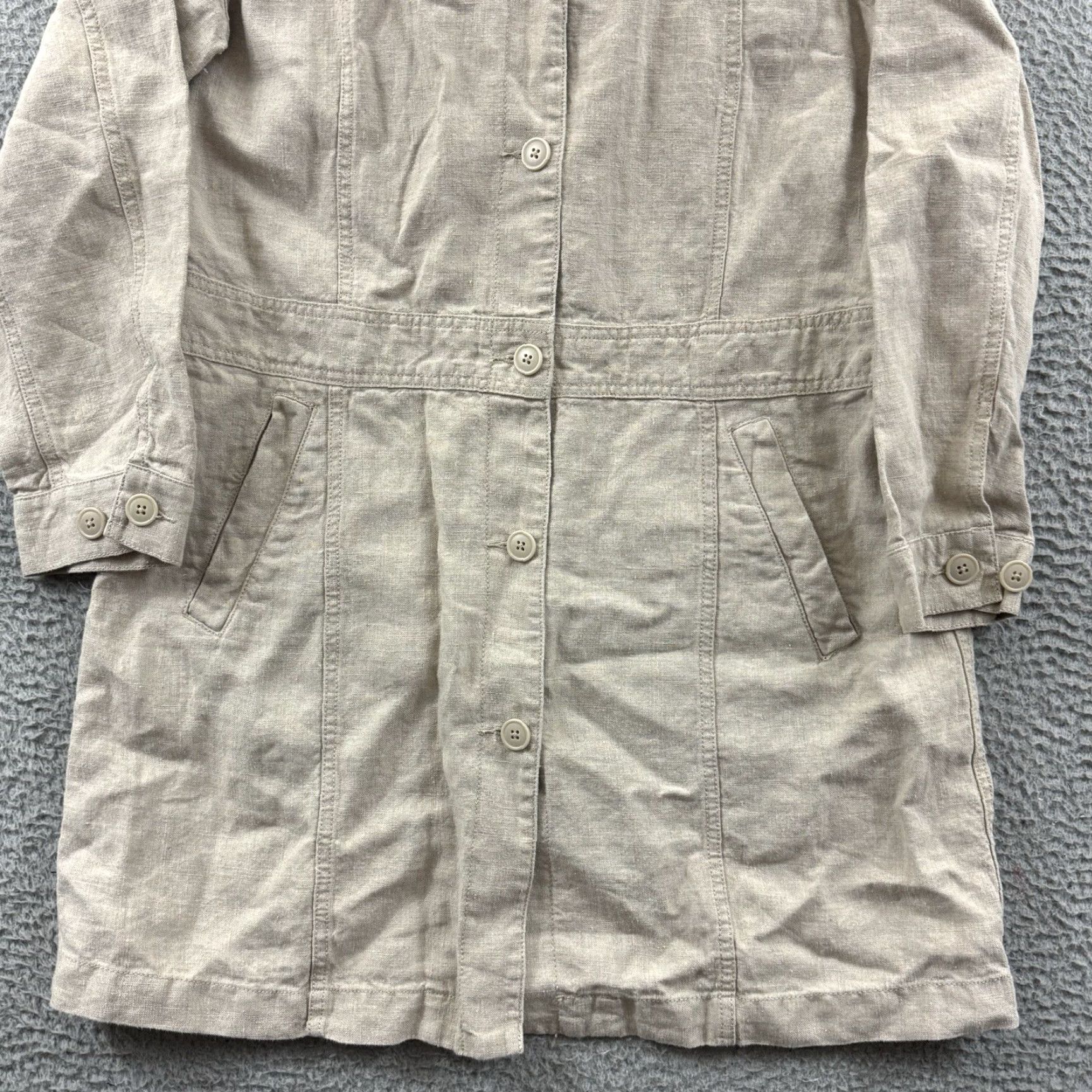 Eddie Bauer Eddie Bauer Jacket Womens Large Beige Linen Button Up Lightweight Boho Lagenlook Linen Knit Long Sleeve Solid Size L / US 10 / IT 46 - 2 Thumbnail