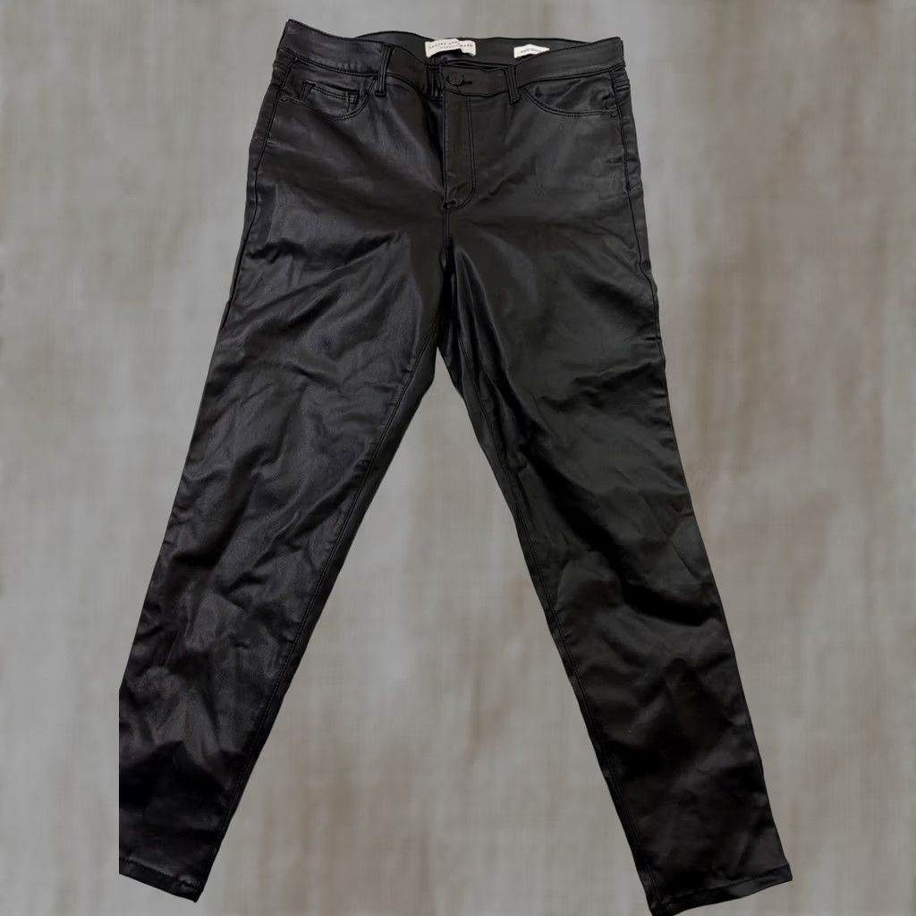 Sanctuary SOCIAL STANDARD by SANCTUARY Mid-Rise Ankle Skinny Coated Pants Black 12 Women Size 34" / US 12 / IT 48 - 1 Thumbnail