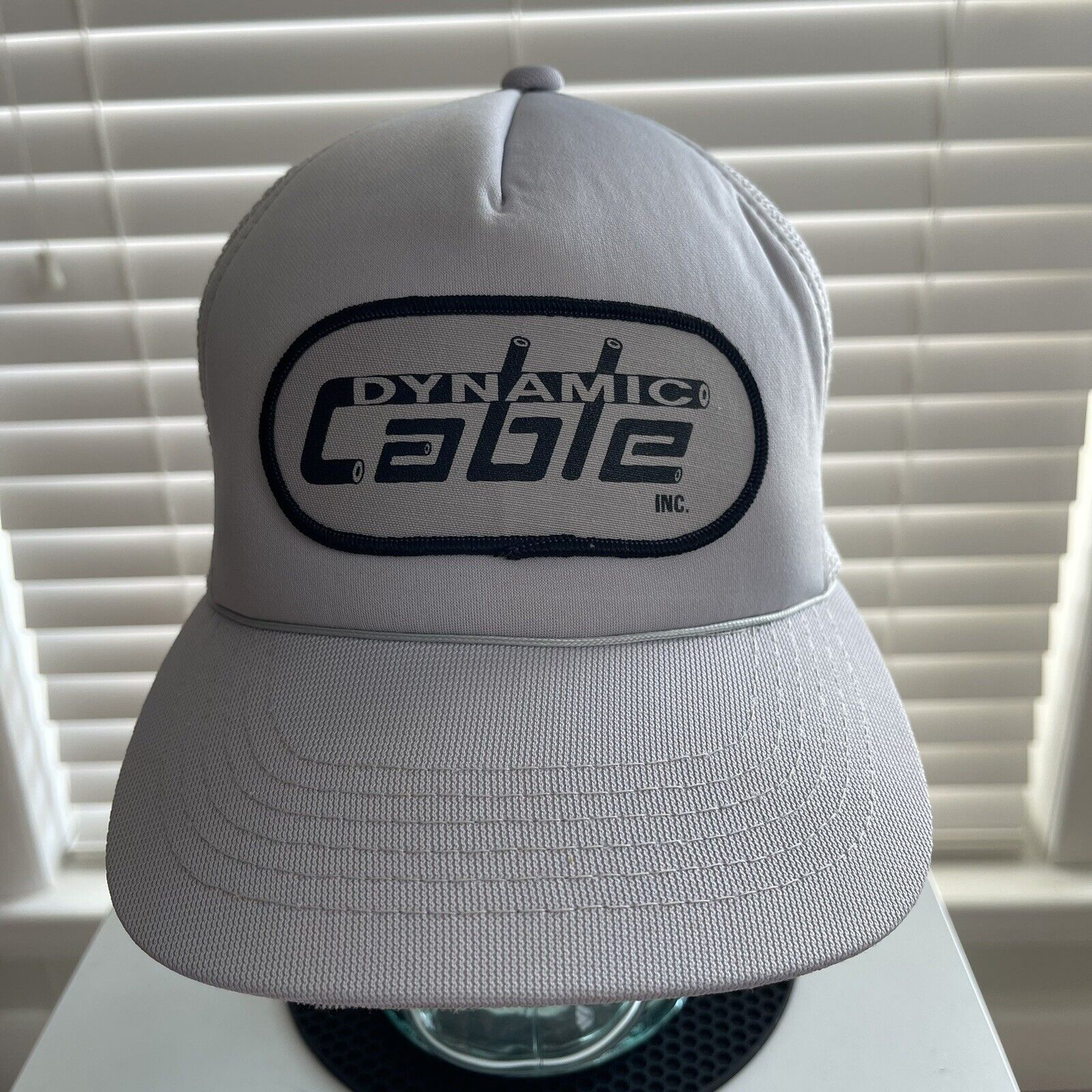 Vintage Vtg Mesh Trucker Hat Dynamic Cables Gray White Rope Rare Size ONE SIZE - 2 Thumbnail