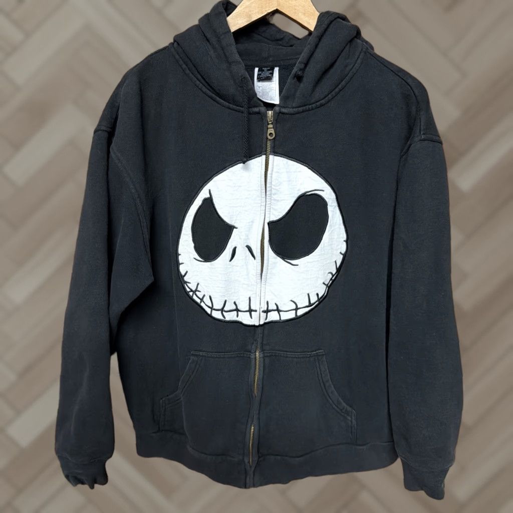 VINTAGE Nightmare Before Christmas Jack Skellington Zip Up Hoodie Large