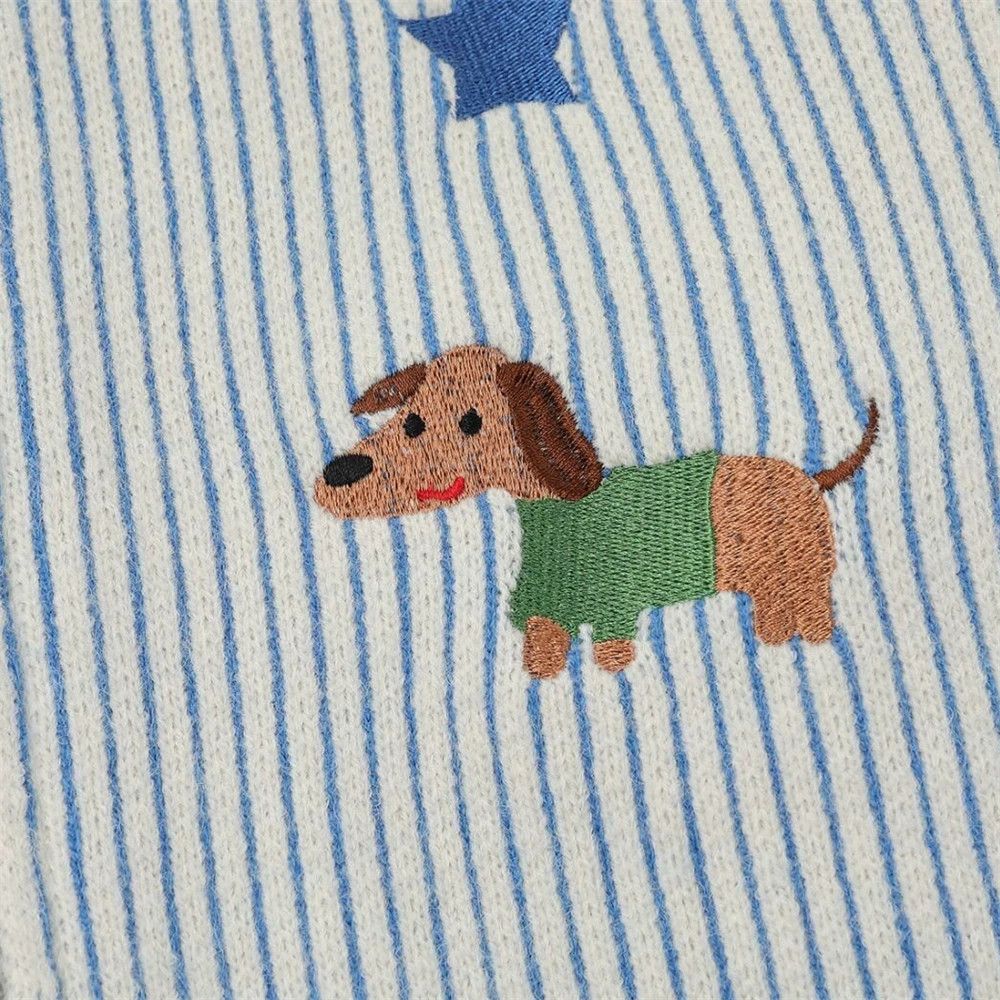 Vintage Men's zippered cartoon puppy embroidered knitted sweater Size US M / EU 48-50 / 2 - 4 Thumbnail
