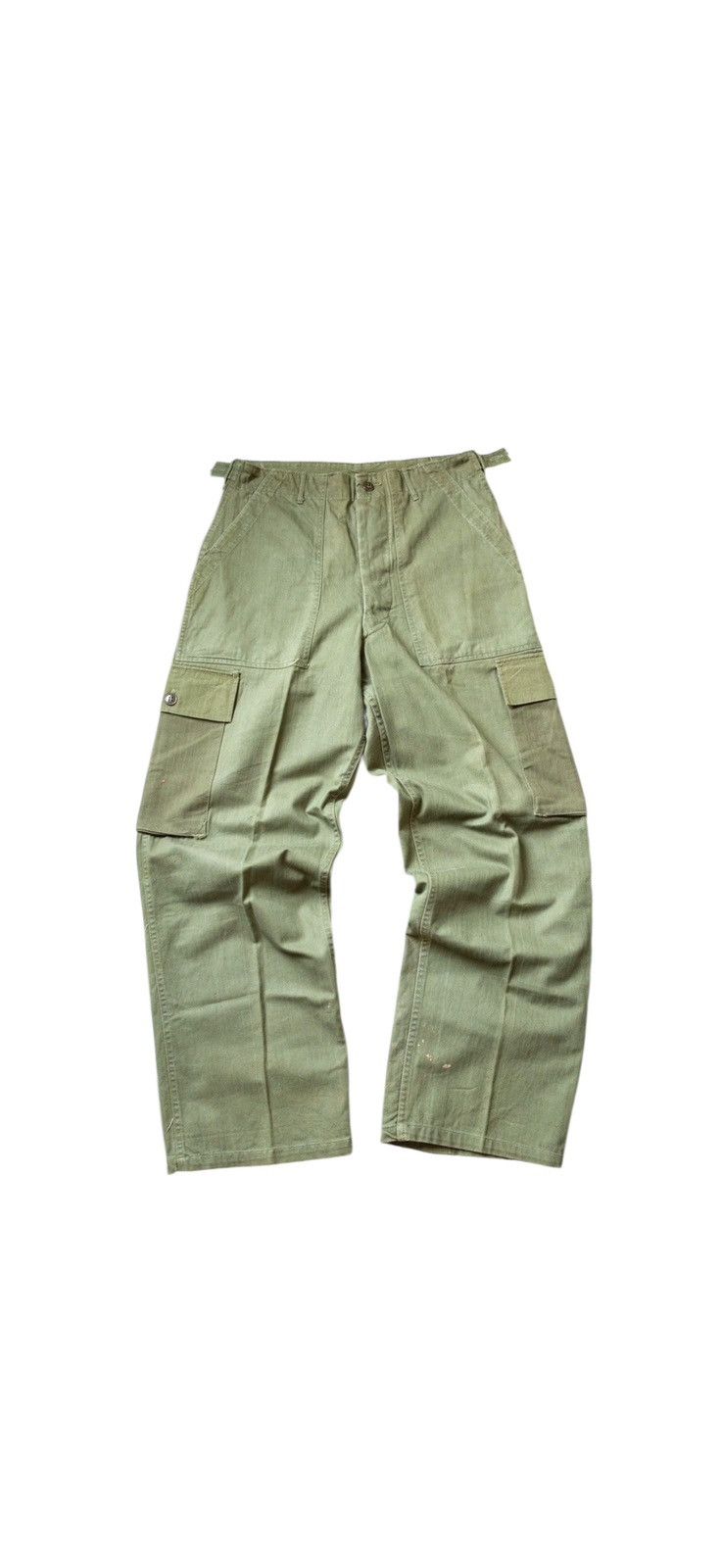 Vintage Vtg Military HBT Fatigue Cargo Pants Twill Herringbone Med Size US 32 / EU 48 - 3 Thumbnail