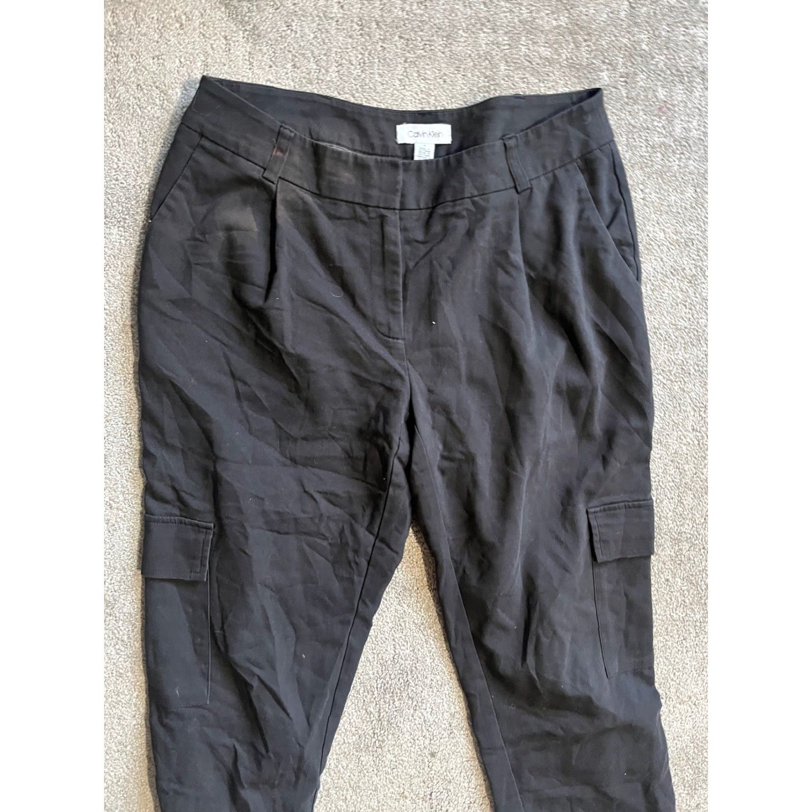 Calvin Klein Calvin Klein Black Cargo Pants Casual Cotton Straight Leg Size 4 Womens Size 27" / US 4 / IT 40 - 2 Thumbnail
