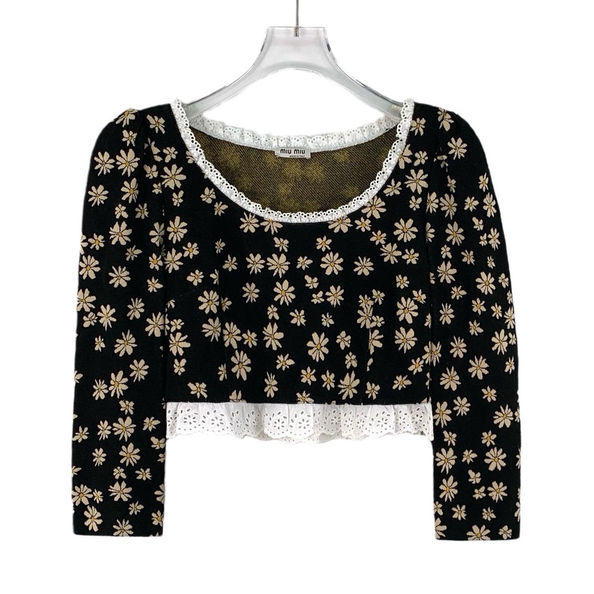 Miu Miu Miu Miu Floral All-over Print Long Sleeve T-shirt K26WX Size S / US 4 / IT 40 - 1 Thumbnail