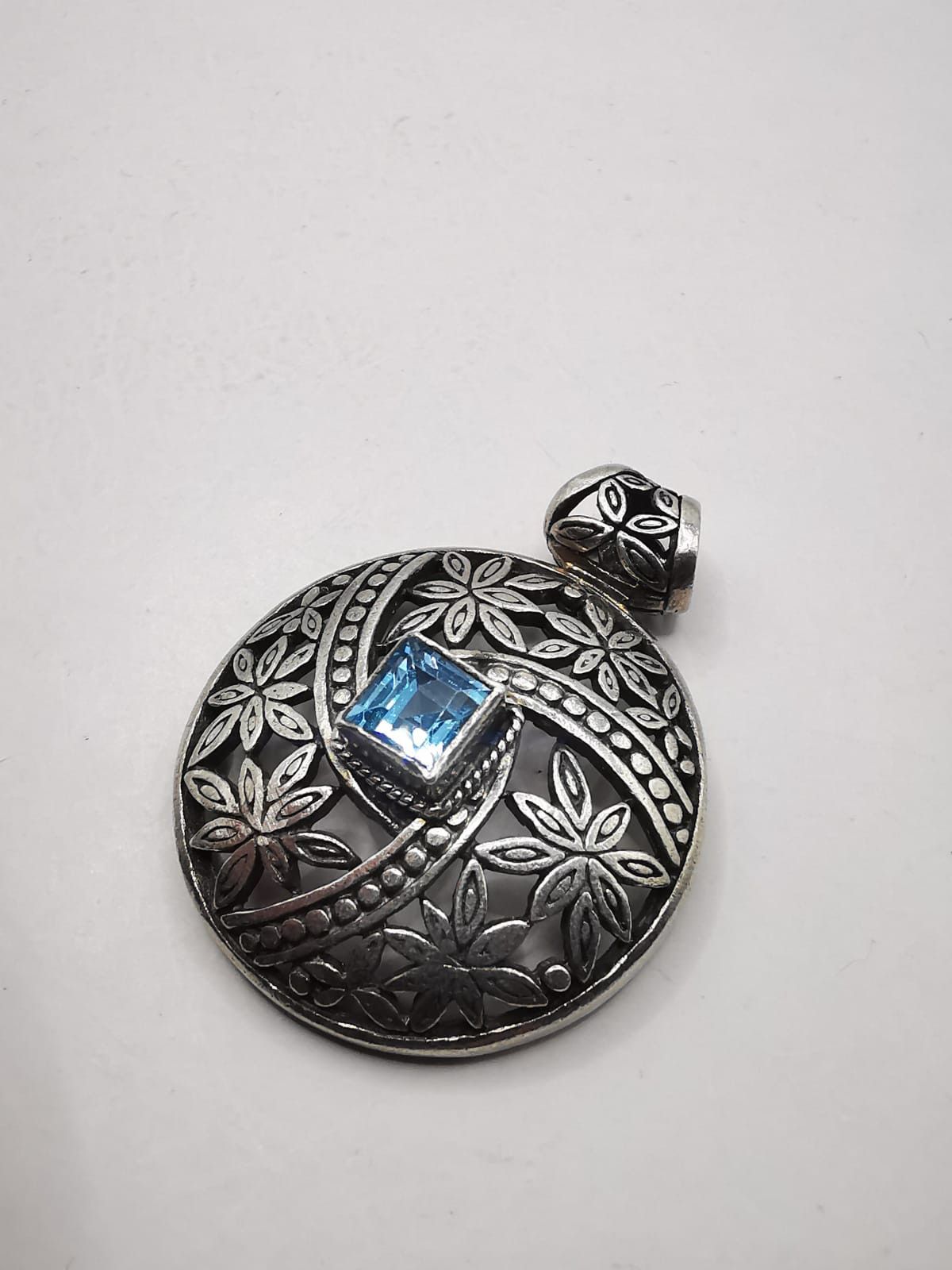 Sterling Silver Vintage Pendant 925 Sterling Silver Topaz 11,48g Size ONE SIZE - 5 Thumbnail