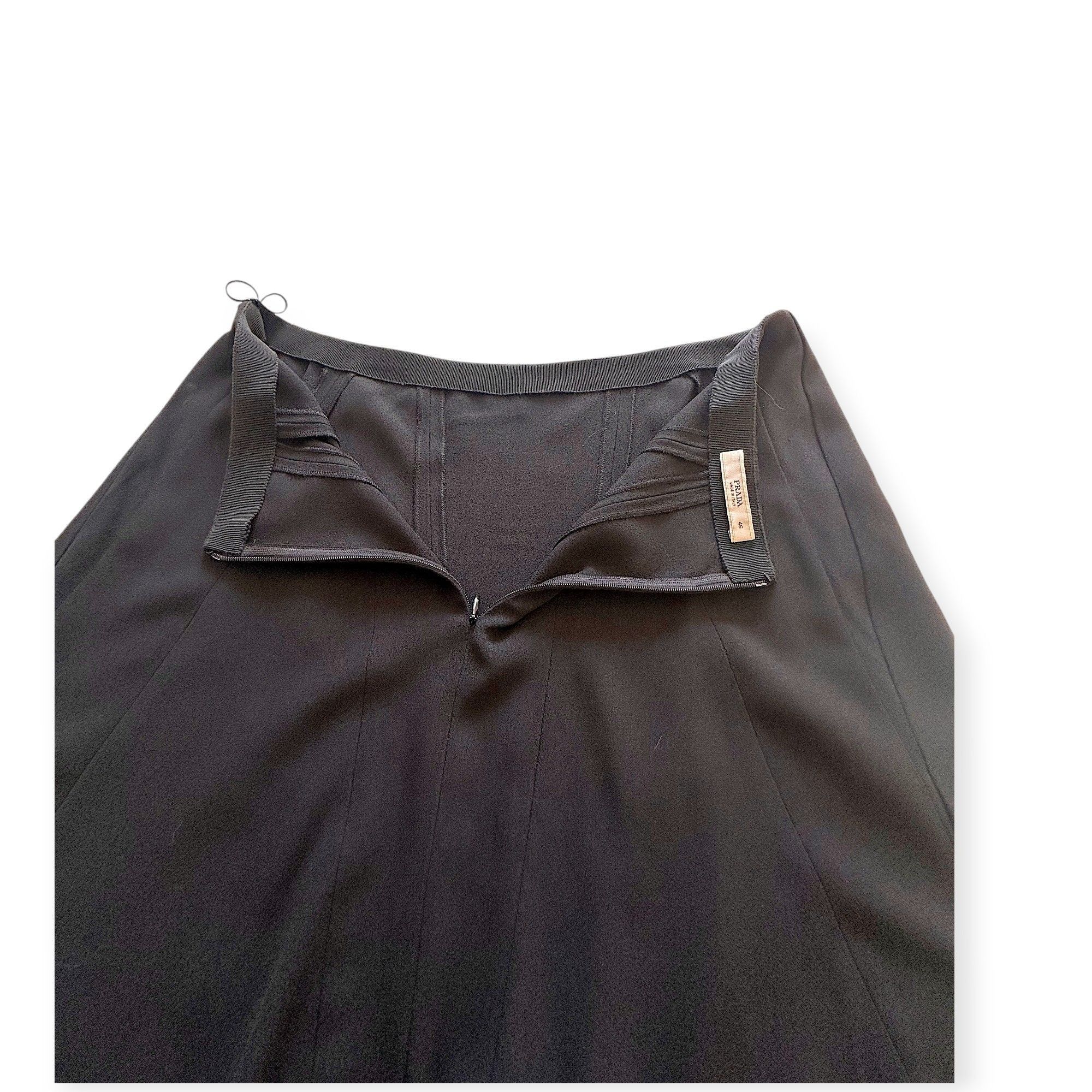 Prada Archival Prada Paneled A-Line Skirt in Dark Navy Crepe Size 32" / US 10 / IT 46 - 7 Thumbnail