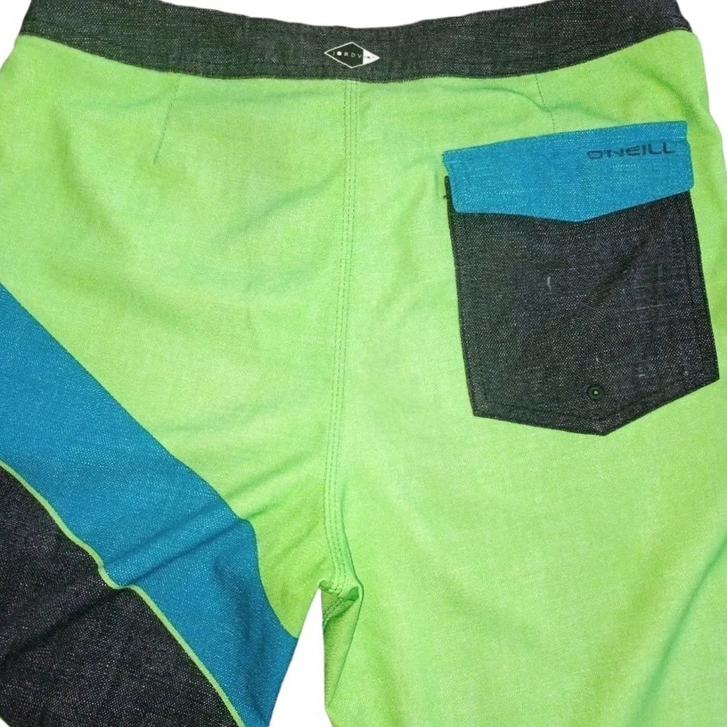 O'Neill O'Neill Jordy Freak Trunks Boardshorts Lime Mens 29 Green 20” Outseam Hyperstretch Hyperdry DWR Superfly Closure Size US 29 - 6 Thumbnail