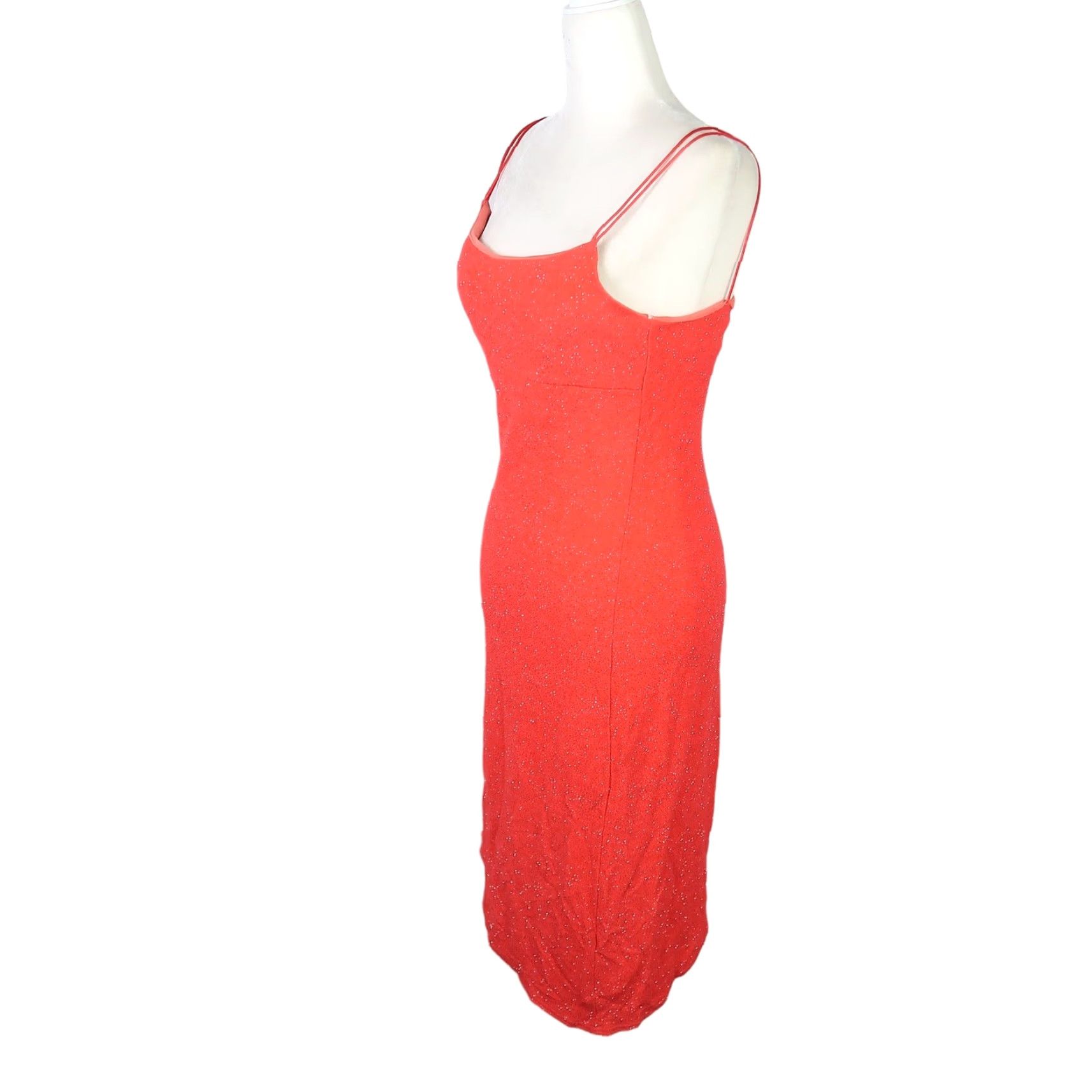 Vintage VINTAGE Byer Too! dress Party Mini 90s Coral Red Sparkly Asymmetrical Sleeveless M Womens Size M / US 6-8 / IT 42-44 - 3 Thumbnail