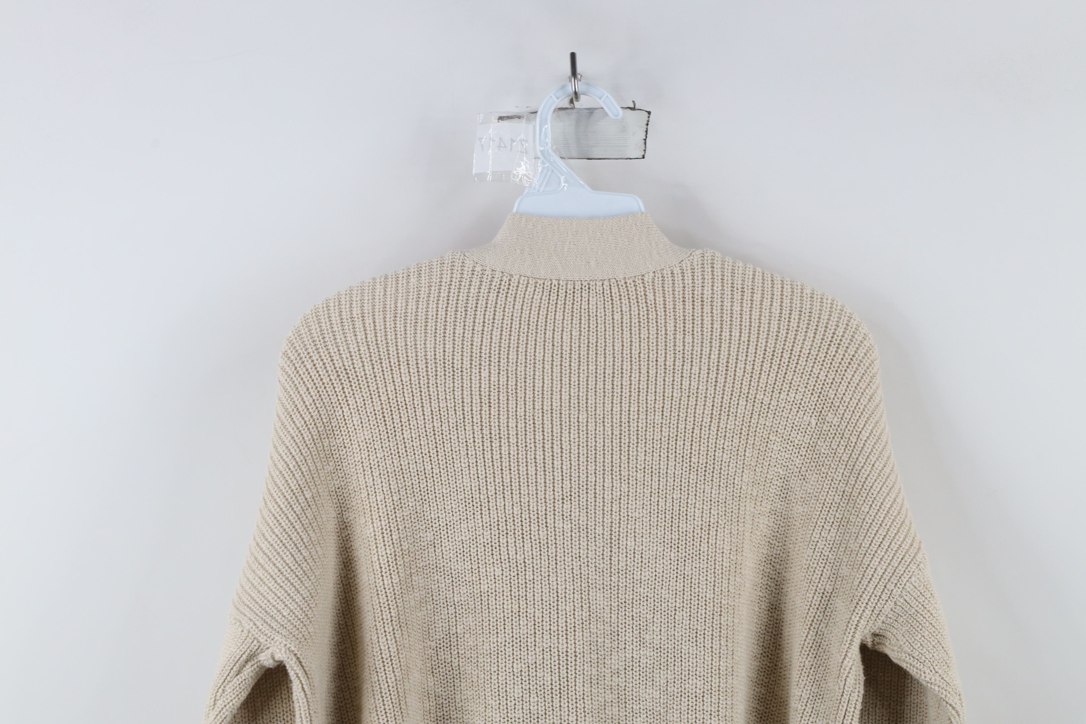 Madewell × Vintage Madewell Cotton Ribbed Knit Lovell Cardigan Sweater Beige Size M / US 6-8 / IT 42-44 - 10 Thumbnail