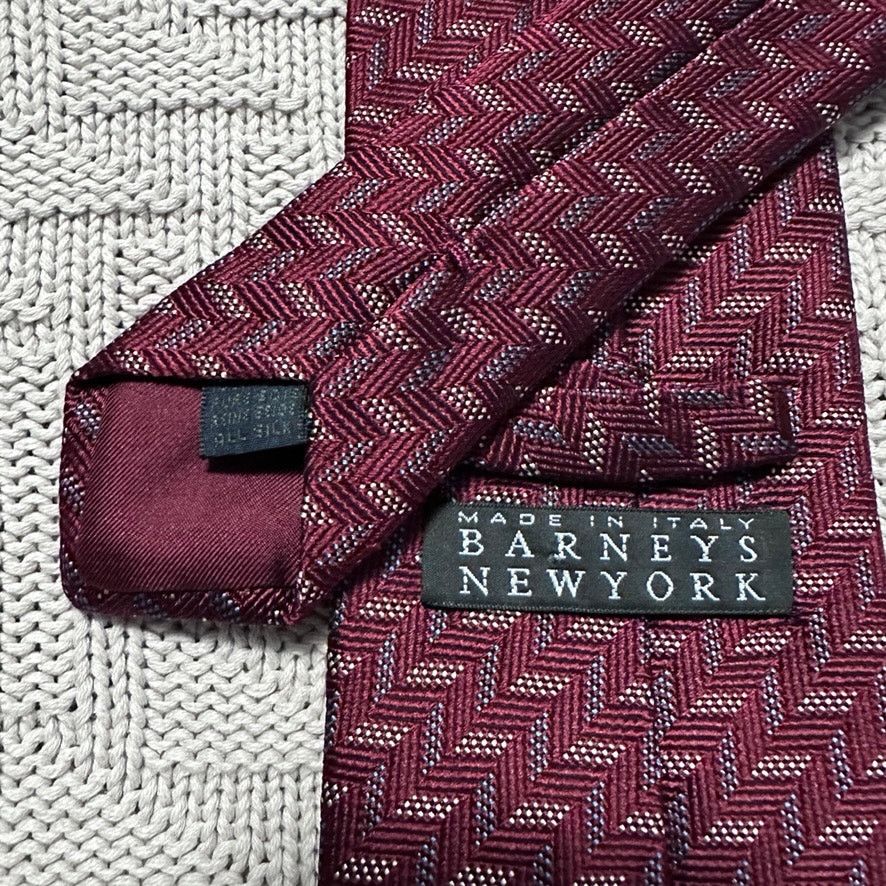 Barneys New York Barneys New York maroon herringbone silk tie Size ONE SIZE - 3 Thumbnail