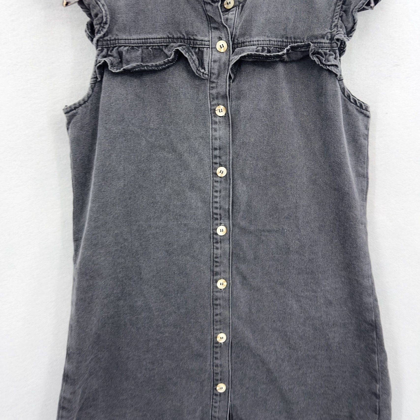 Vintage VINTAGE Savanna Jane Denim Dress Womens Small Casual Western Boho Ruffle Mini Dress Charcoal Wash Size S / US 4 / IT 40 - 2 Thumbnail