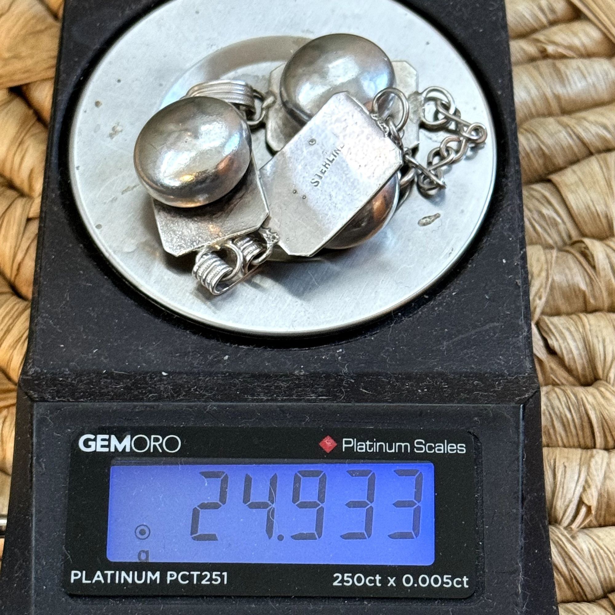 Vintage Sterling Silver 925 Round Puffed Design Bracelet Rectangle L Size ONE SIZE - 8 Thumbnail