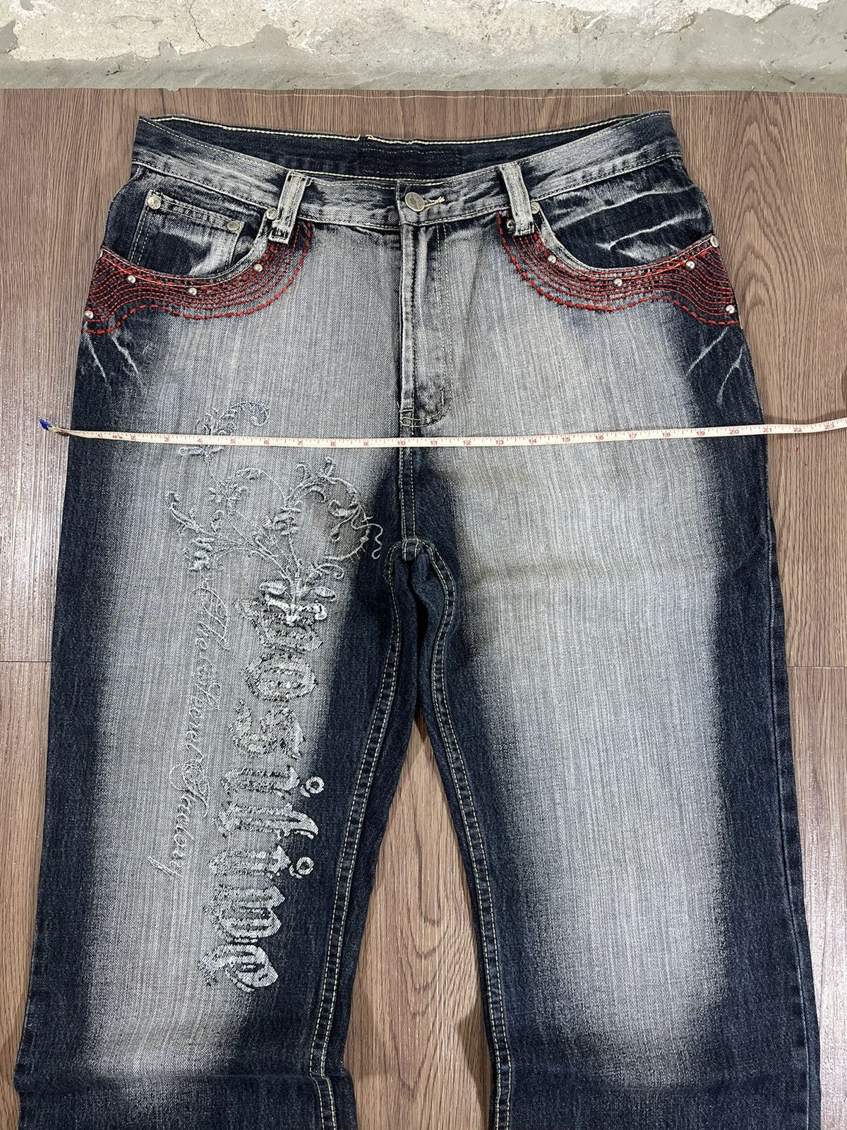 Beauty Beast Vintage Y2K Embroidered Flared Denim Jeans Size US 34 / EU 50 - 11 Thumbnail