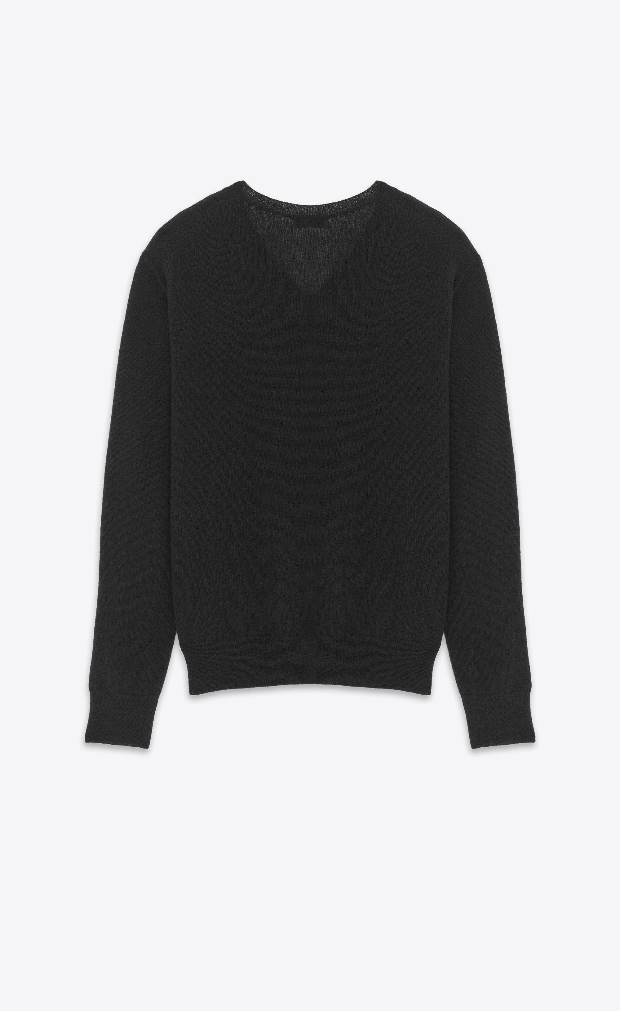 Saint Laurent Paris oc11z0126 779762 V Neck Sweater in Cashmere and Silk Black Size US XL / EU 56 / 4 - 2 Thumbnail