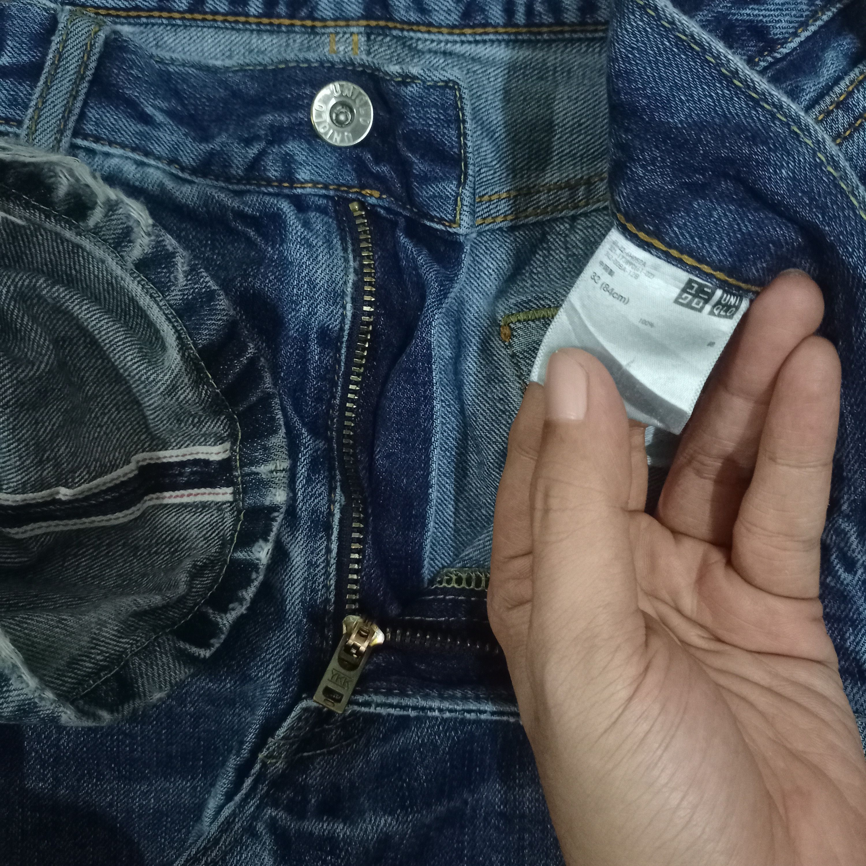 Japanese Brand × Jun Takahashi × Uniqlo Vintage Japan Uniqlo Distressed Style Selvedge Jeans 32x29 Size US 32 / EU 48 - 3 Thumbnail