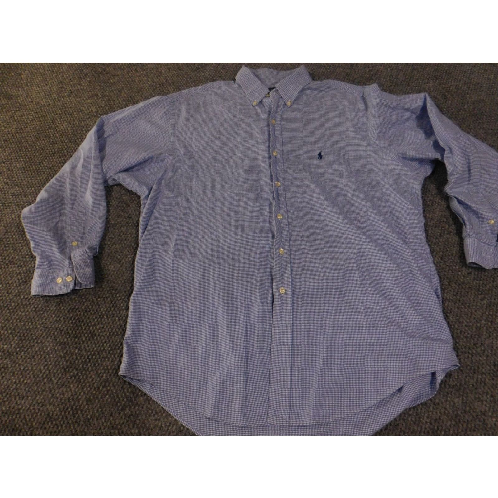 Ralph Lauren Ralph Lauren Shirt Mens 16.5 34/35 Yarmouth Blue Long Sleeve Dress Plaid Pony Button-Down Collar Barrel Cuff Classic Preppy Business Mens Size 46R - 4 Thumbnail