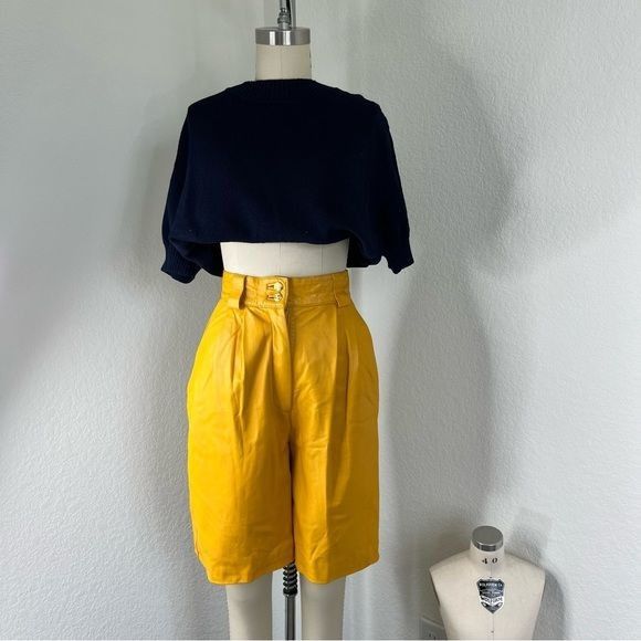 Vintage VTG Cedars Leather Shorts High Rise Size 27" / US 4 / IT 40 - 3 Thumbnail