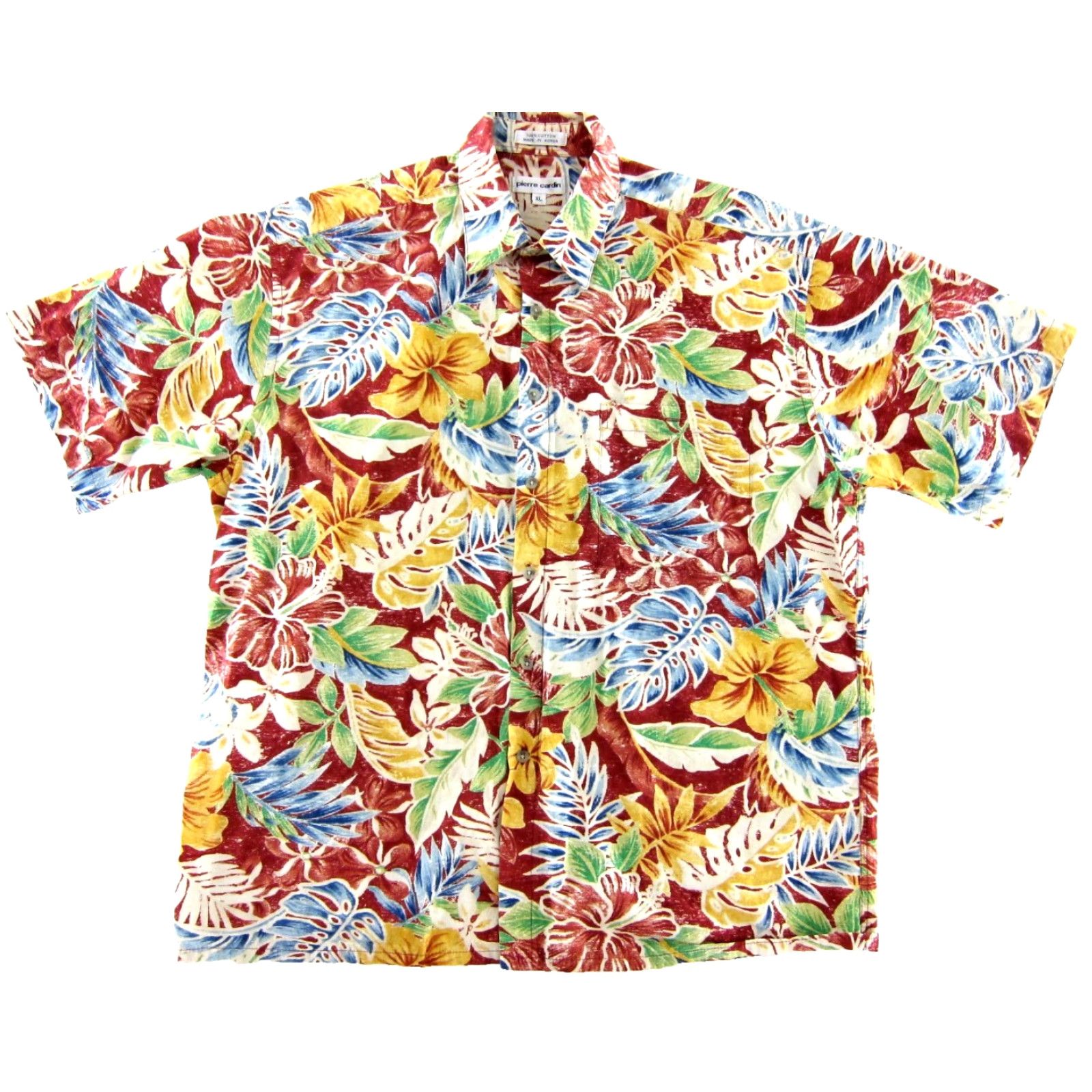 Pierre Cardin VTG Pierre Cardin Cotton Red Floral Button Up Short Sleeve Hawaiian Shirt Men XL Size US XL / EU 56 / 4 - 2 Thumbnail