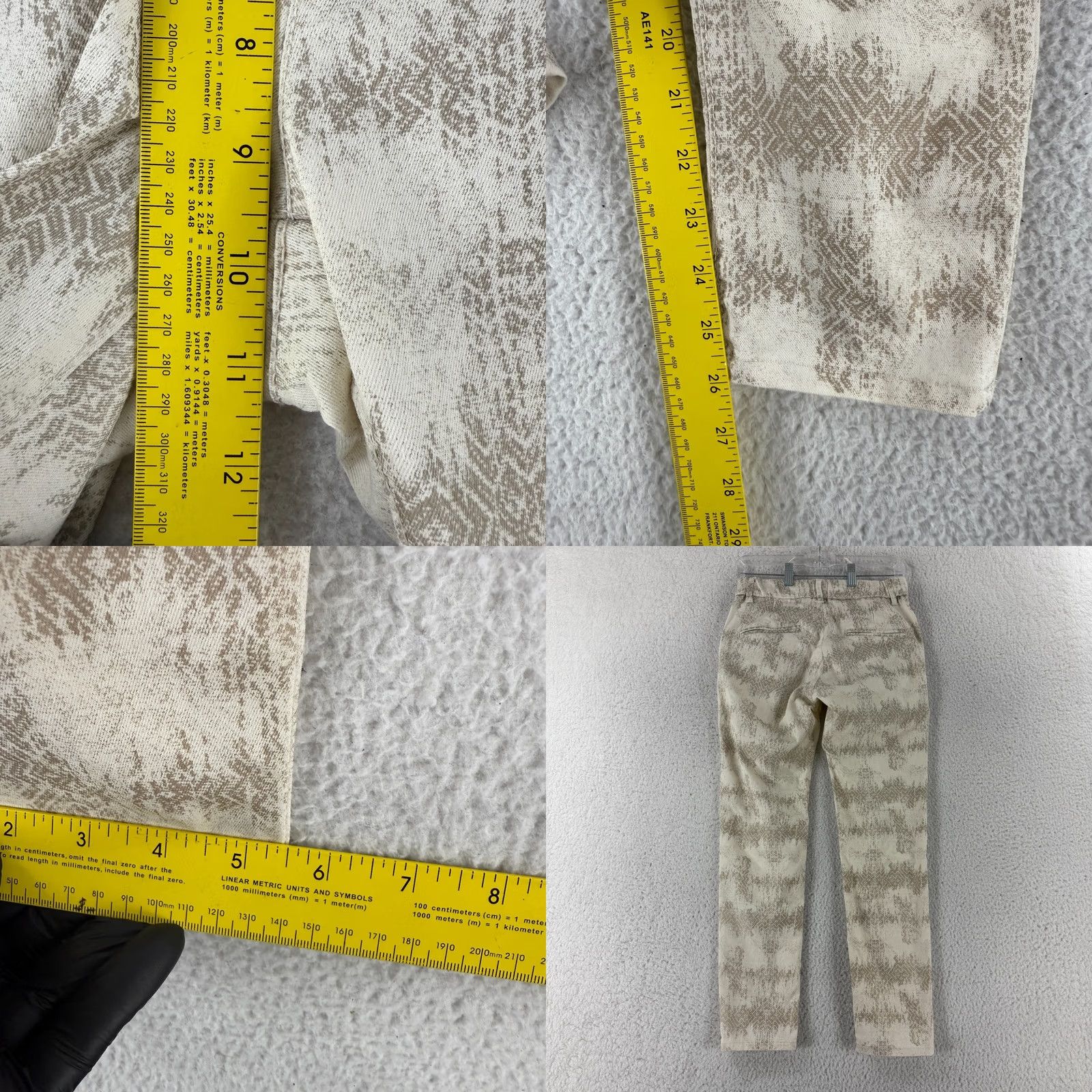 Vintage Bevy Flog Dafna Pants Womens Size 26 White Print Pull On Skinny Leg Trousers Size 26" / US 2 / IT 38 - 8 Thumbnail