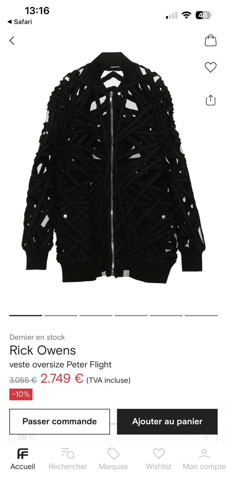 Rick Owens 3105€ Peter Flight Bomber Jacket Tulle 🆕 Size L / US 10 / IT 46 - 4 Thumbnail