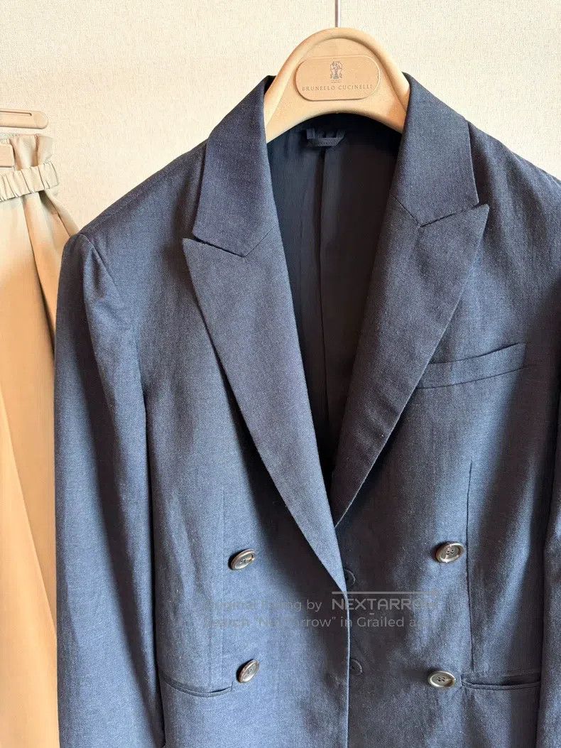 Brunello Cucinelli Brunello Cucinelli Beaded Wool Linen Blazer Jacket Size S / US 4 / IT 40 - 2 Thumbnail