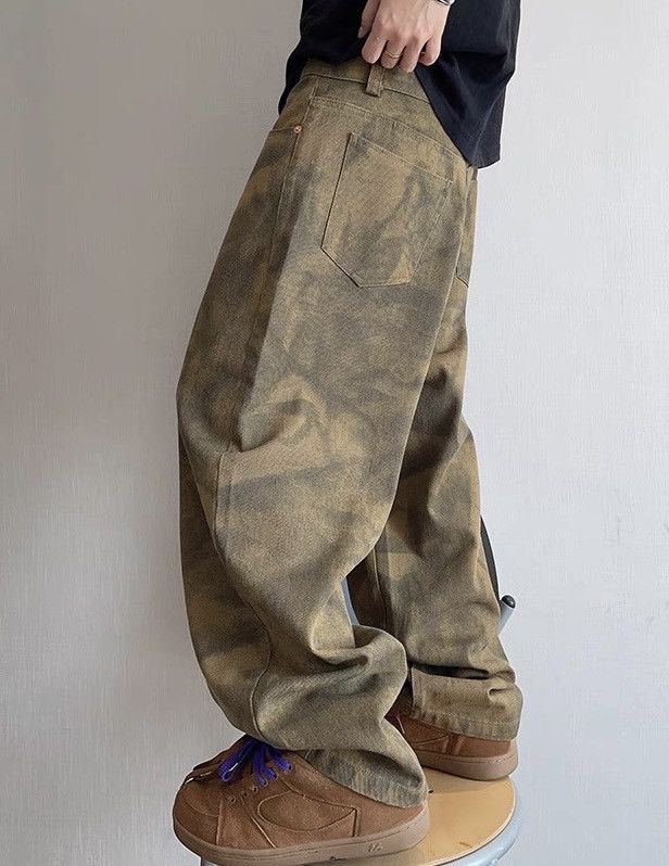Japanese Brand × Vintage Avant garde tie dye effect faded scimitar baggy pants Size US 35 - 3 Thumbnail