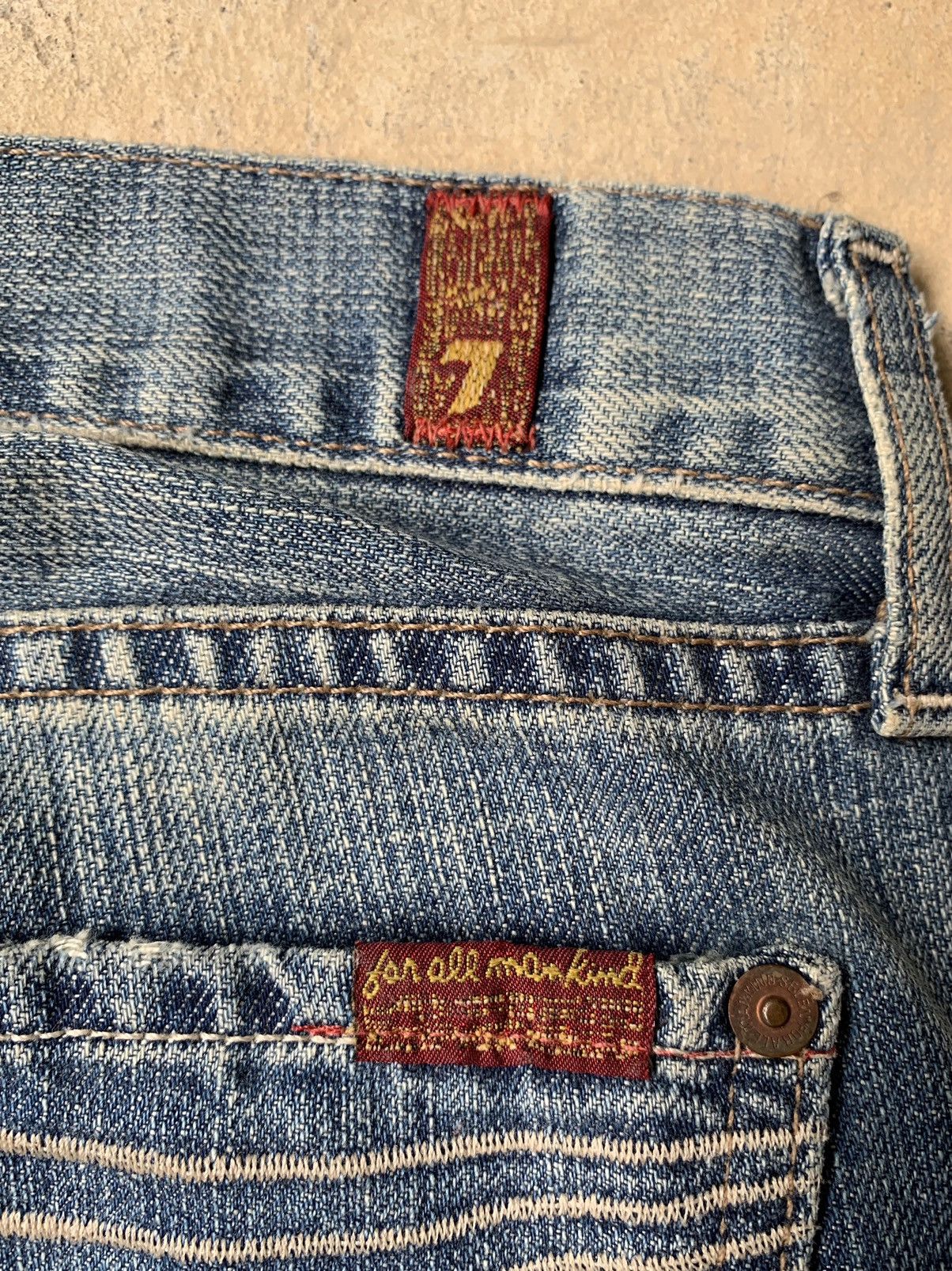 Japanese Brand × Le Grande Bleu (L.G.B.) MAKIND SEVEN FOR ALL FLARE DISTRESSED DENIM Size US 28 / EU 44 - 10 Thumbnail