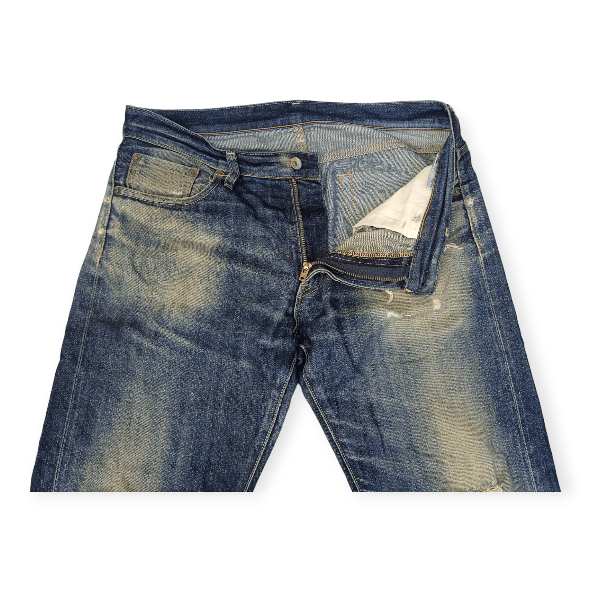 Uniqlo Vintage Uniqlo Selvedge Distressed Faded Jeans Size US 33 - 6 Thumbnail